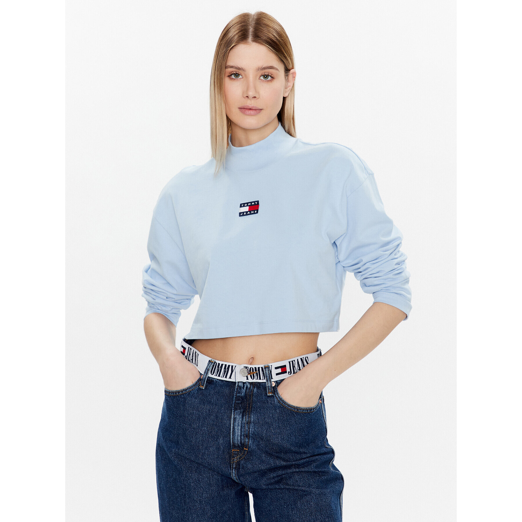 Tommy Jeans Blúz DW0DW14884 Kék Cropped Fit - Pepit.hu