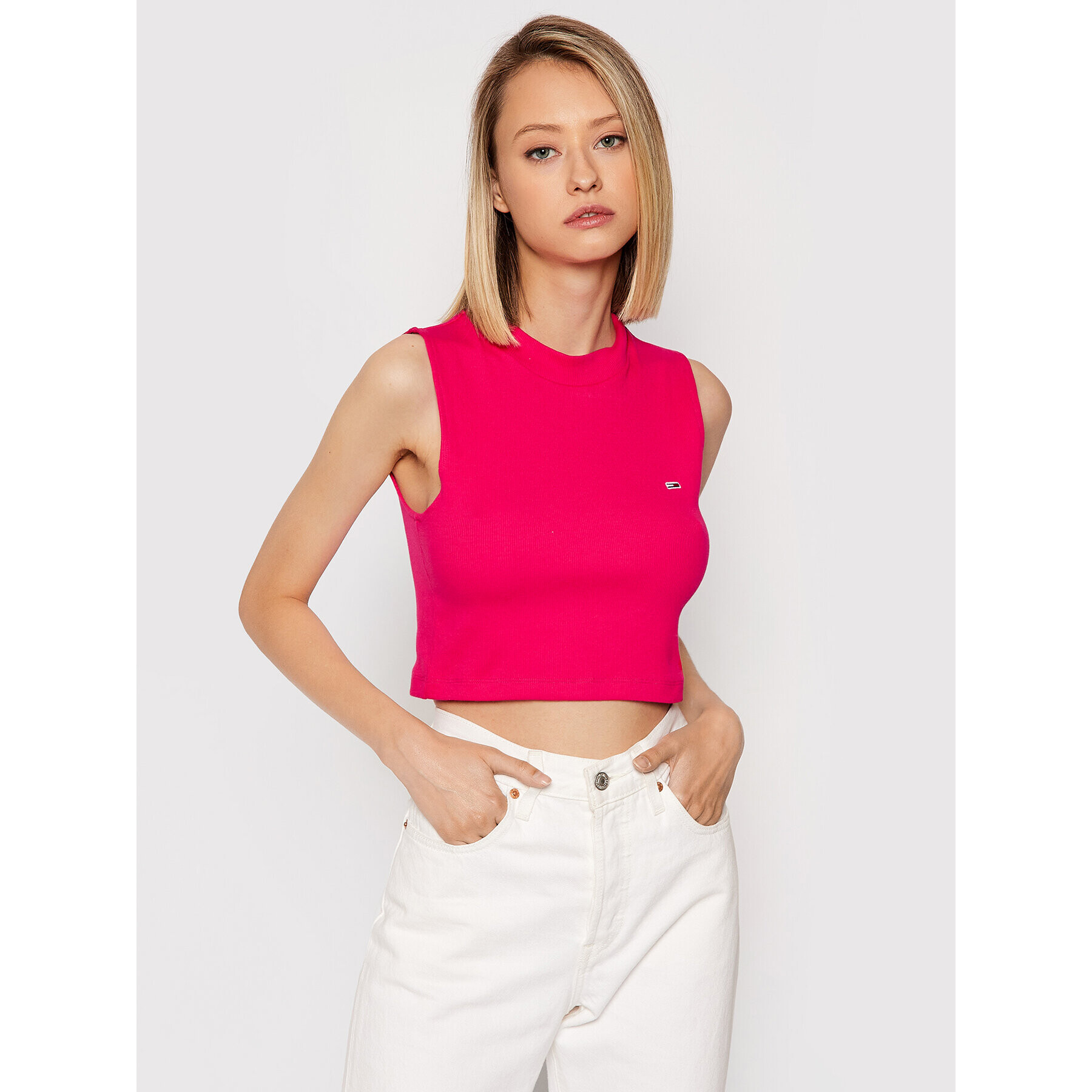 Tommy Jeans Blúz Tjw Mockneck DW0DW10446 Rózsaszín Cropped Fit - Pepit.hu