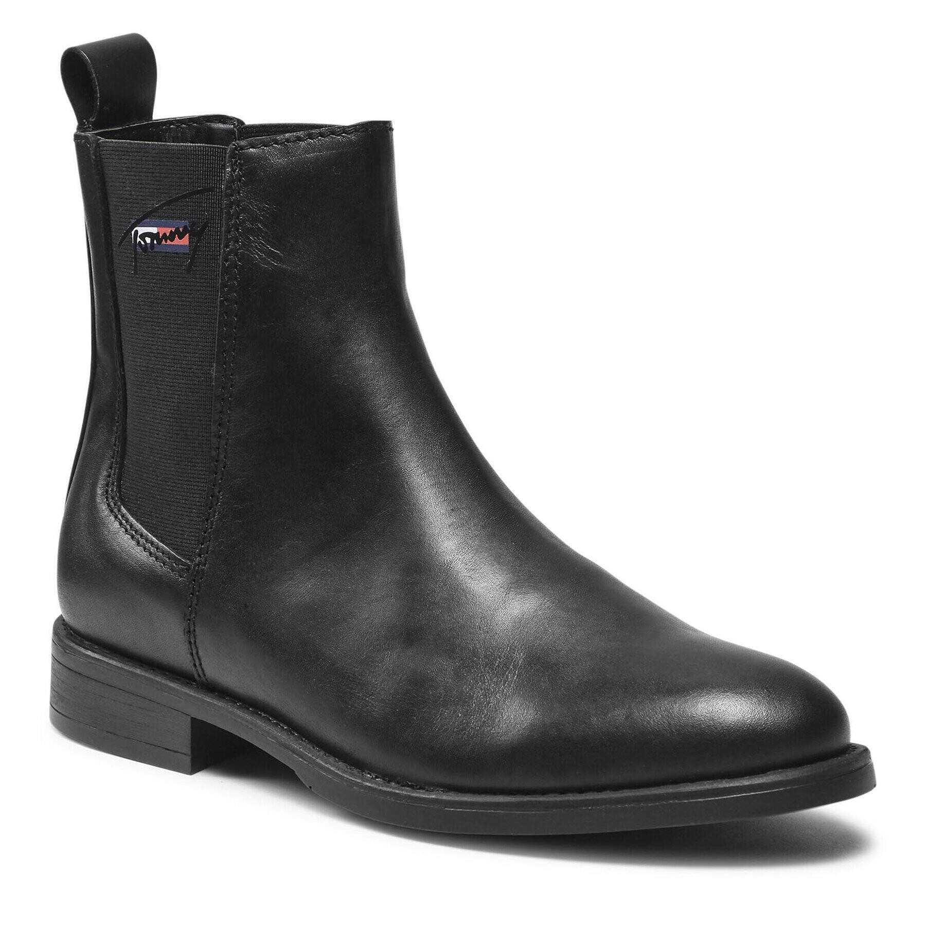 Tommy Jeans Bokacsizma Essemtials Leather Flat Boot EN0EN01518 Fekete - Pepit.hu