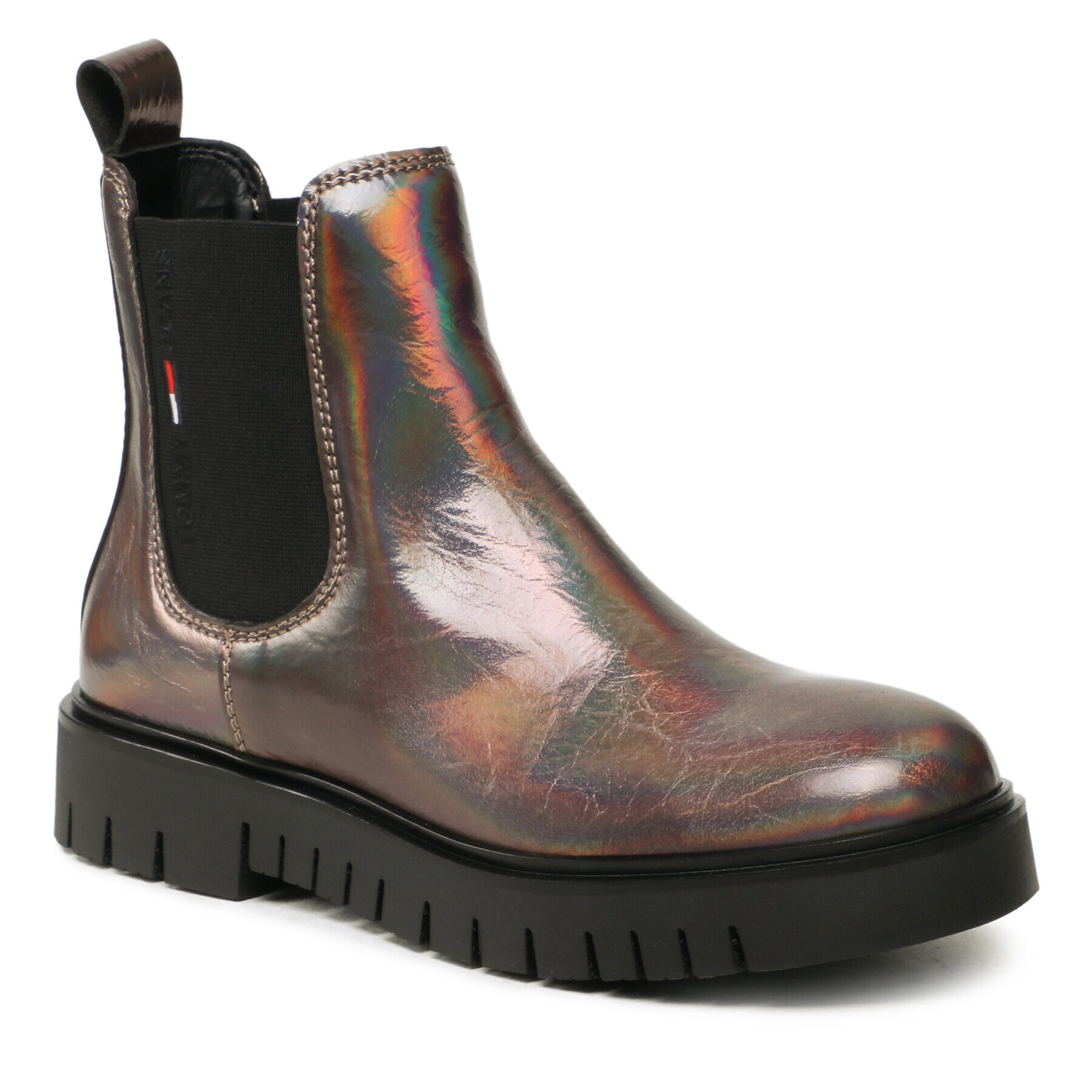 Tommy Jeans Bokacsizma Iridescent Patent Chelsea Boot EN0EN01550 Barna - Pepit.hu