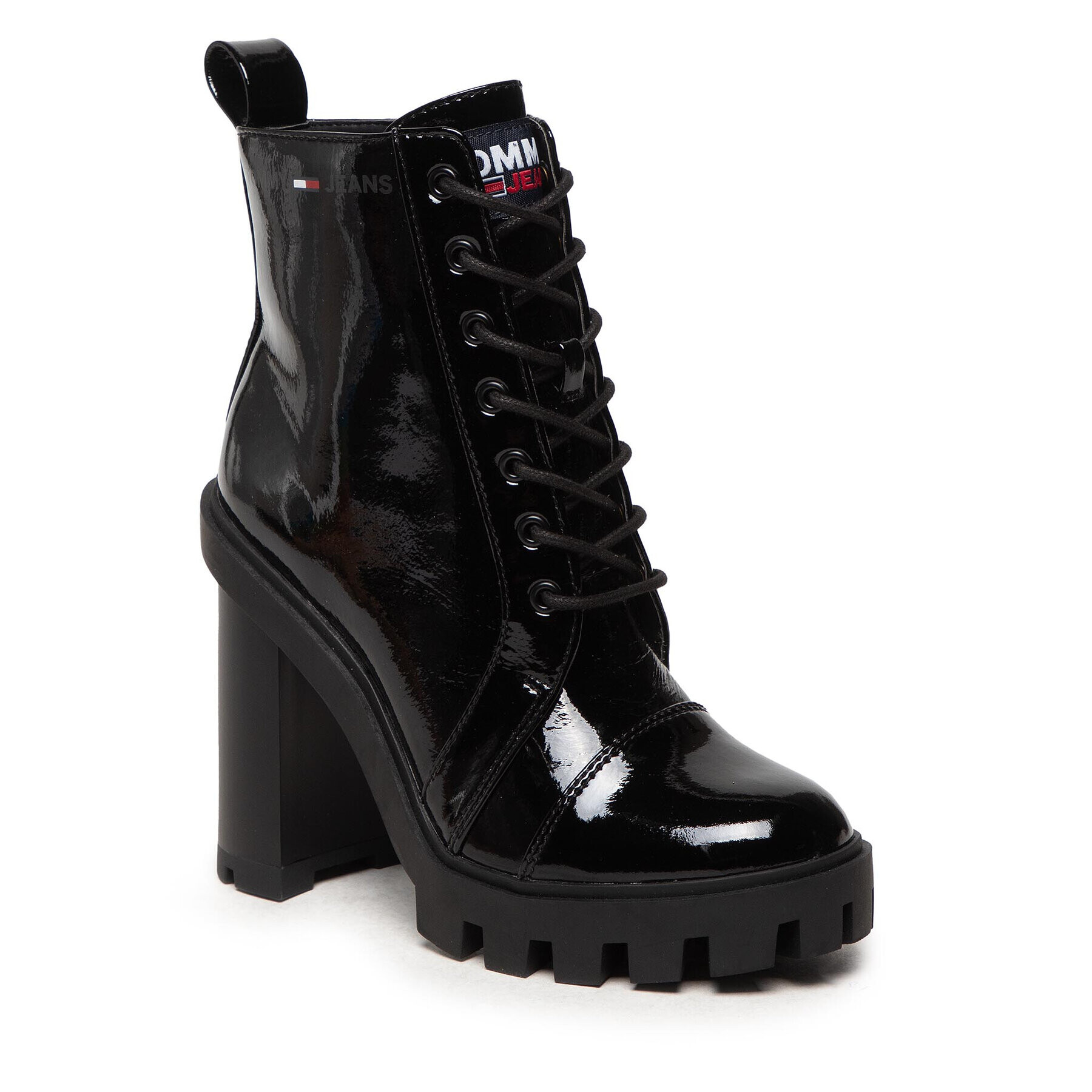 Tommy Jeans Bokacsizma Patent Lace Up High Heel Boot EN0EN01545 Fekete - Pepit.hu