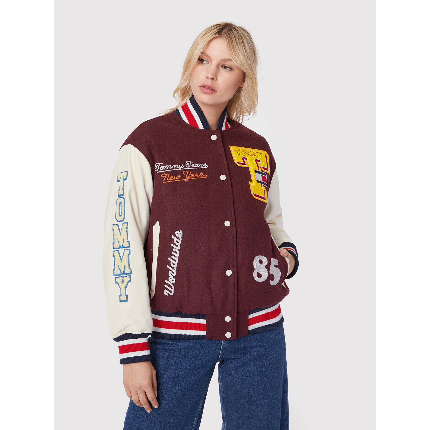 Tommy Jeans Bomber dzseki Tjw Letterman DW0DW14293 Bordó Relaxed Fit - Pepit.hu