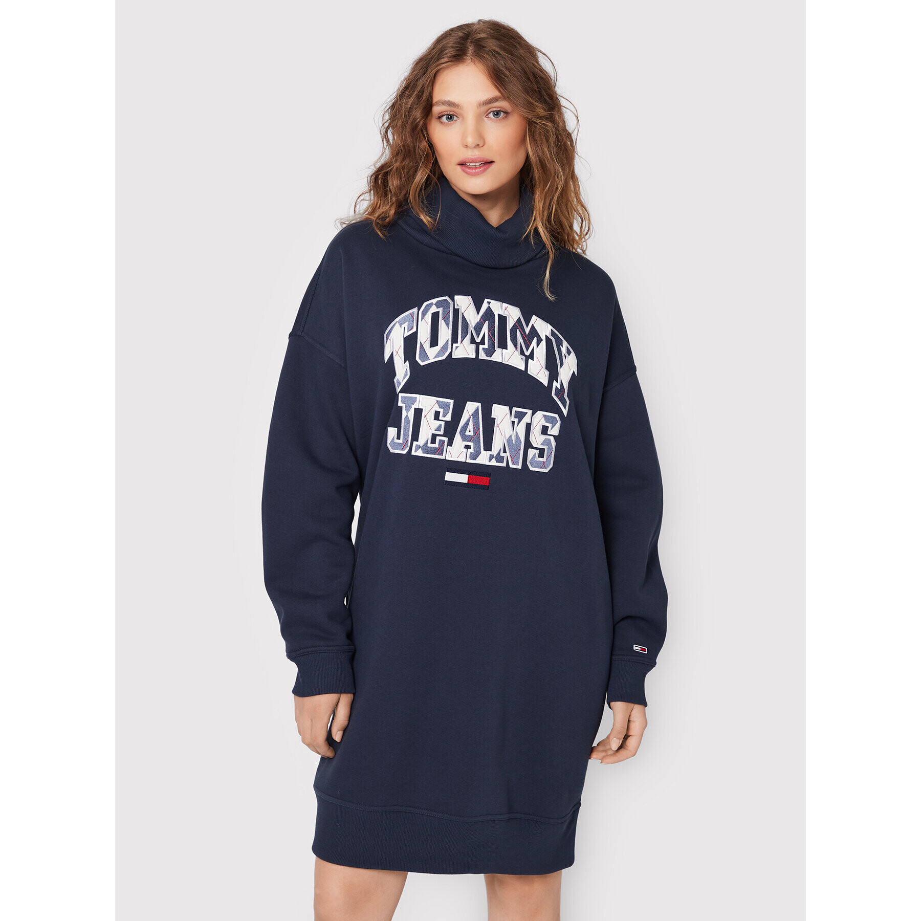 Tommy Jeans Curve Kötött ruha College Argyle DW0DW12074 Sötétkék Regular Fit - Pepit.hu