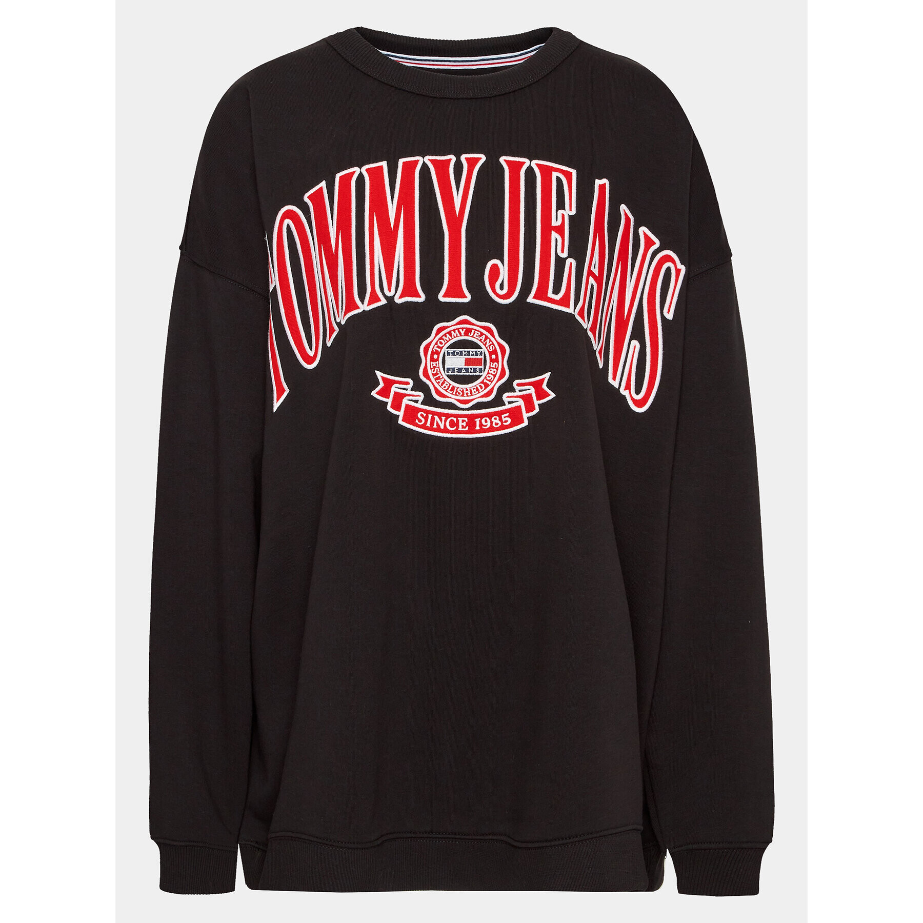 Tommy Jeans Curve Pulóver Varsity DW0DW15701 Fekete Oversize - Pepit.hu