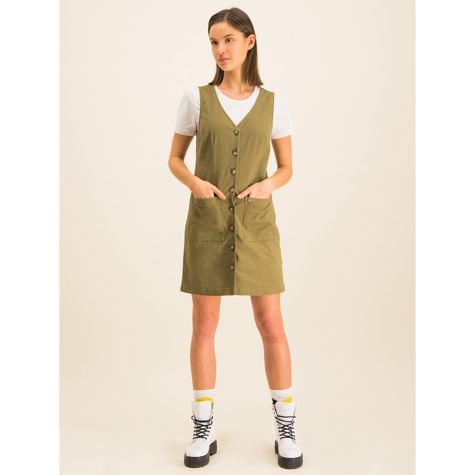 Tommy Jeans Farmer ruha Dungaree DW0DW07750 Zöld Regular Fit - Pepit.hu