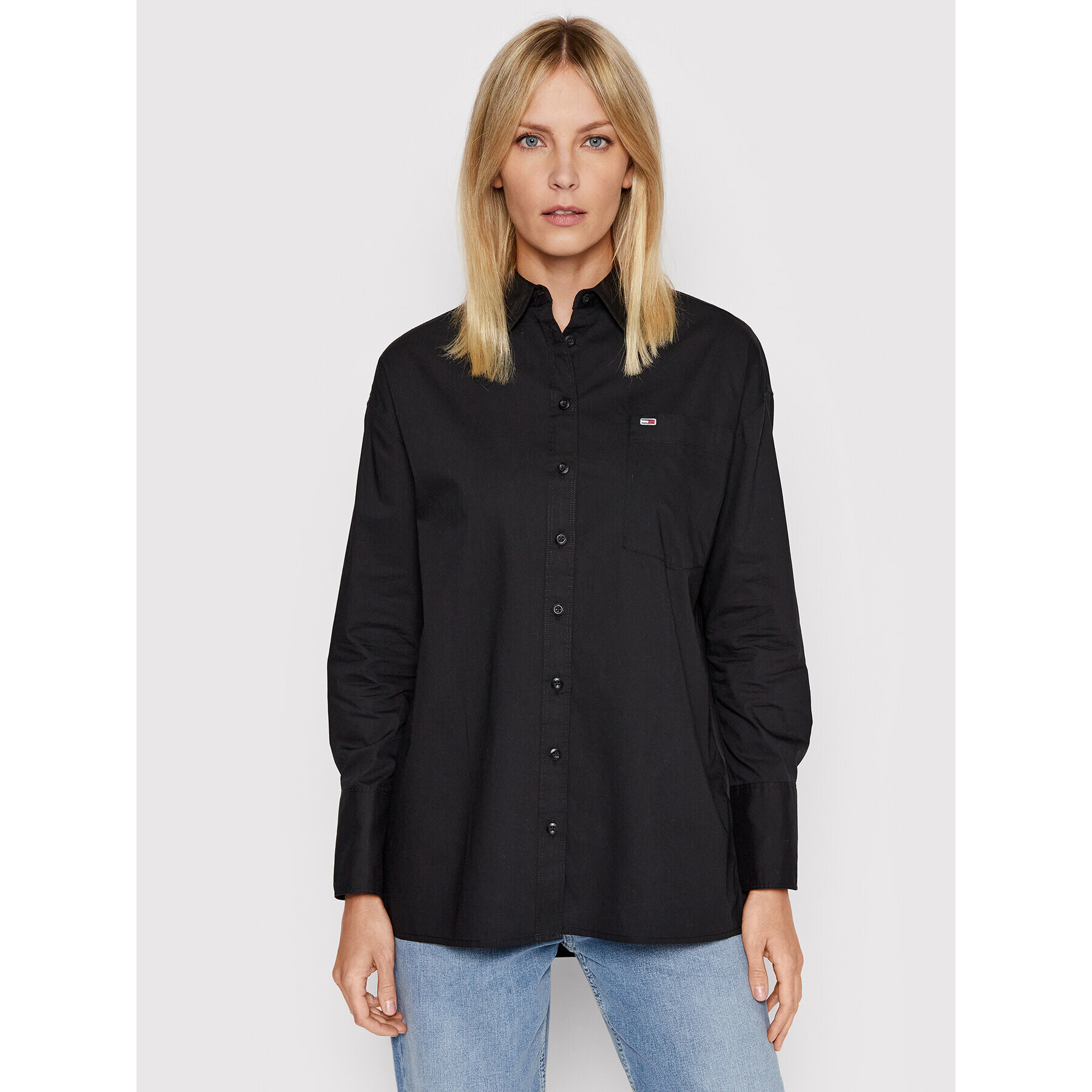 Tommy Jeans Ing Oversized Poplin DW0DW12080 Fekete Oversize - Pepit.hu