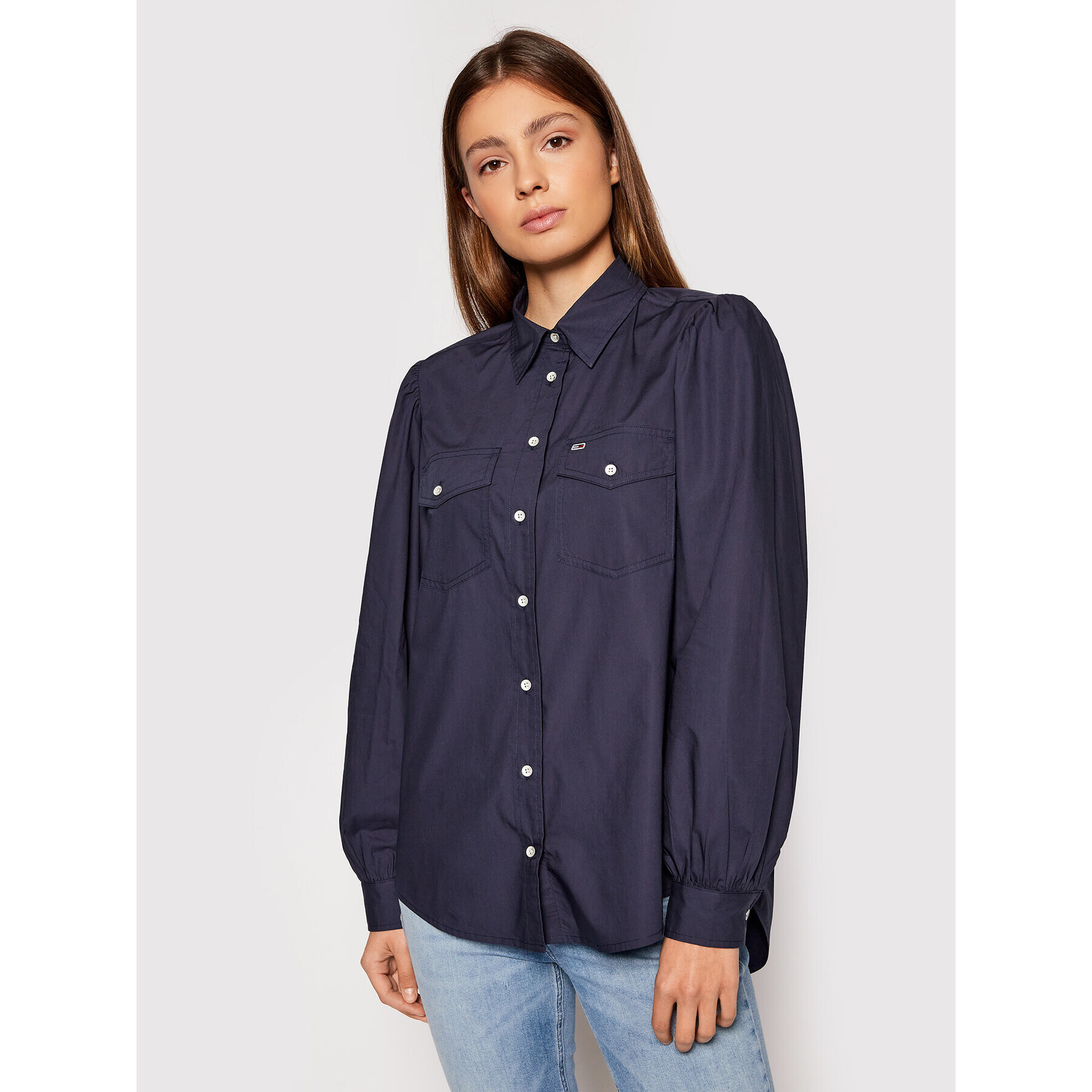 Tommy Jeans Ing Puffy Sleeve DW0DW10454 Sötétkék Regular Fit - Pepit.hu