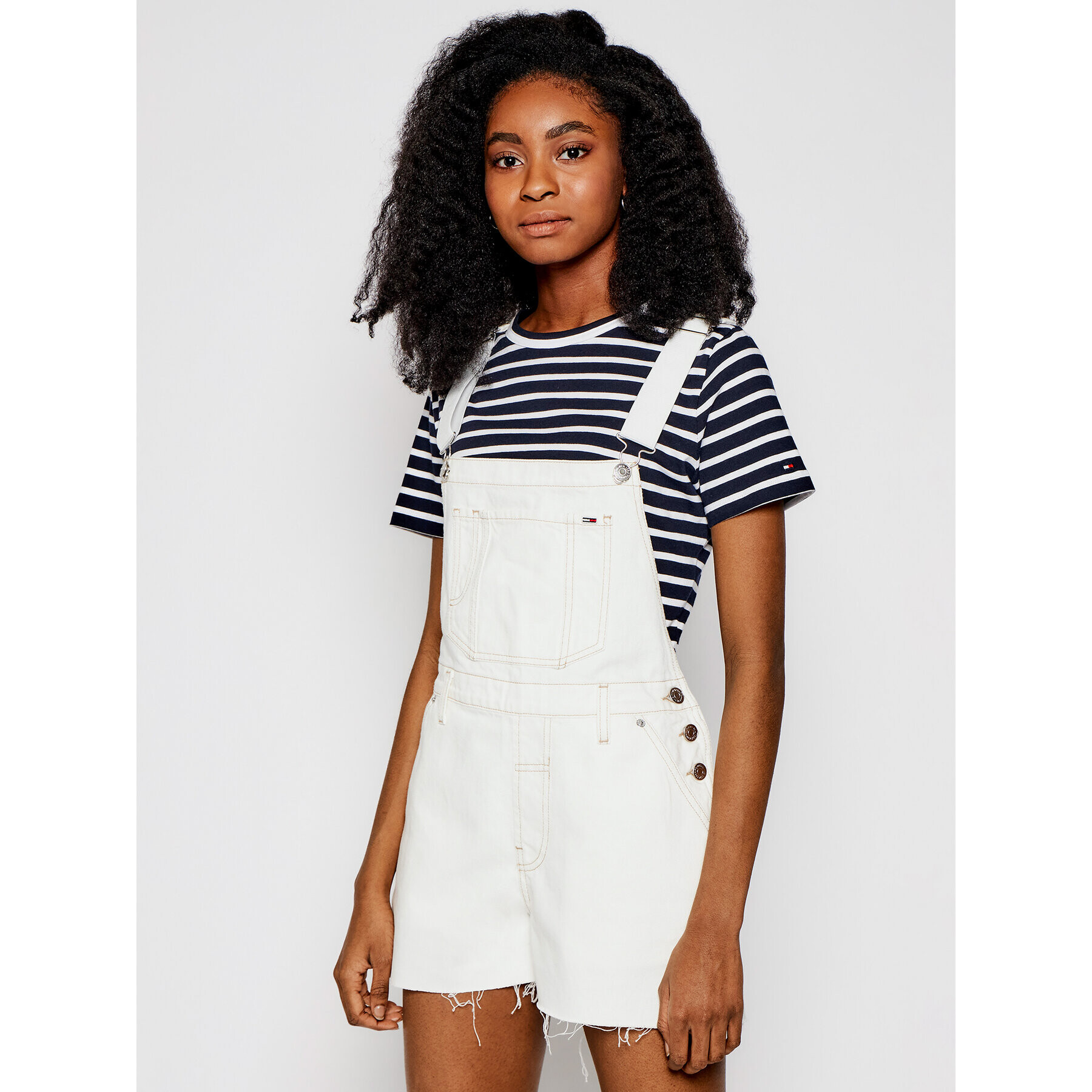 Tommy Jeans Kertésznadrág Dungaree DW0DW10109 Fehér Oversize - Pepit.hu