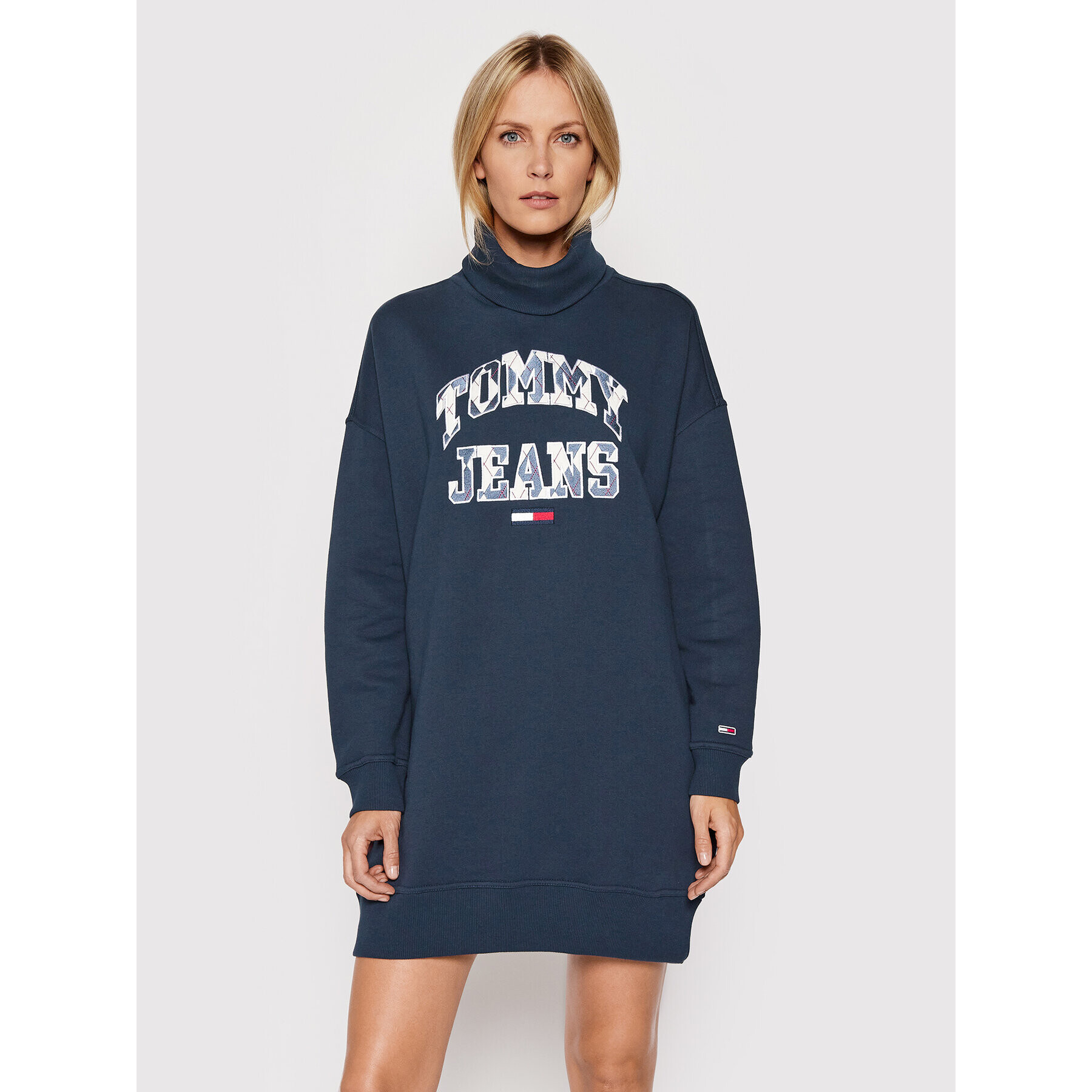 Tommy Jeans Kötött ruha College Argyle DW0DW11871 Sötétkék Relaxed Fit - Pepit.hu