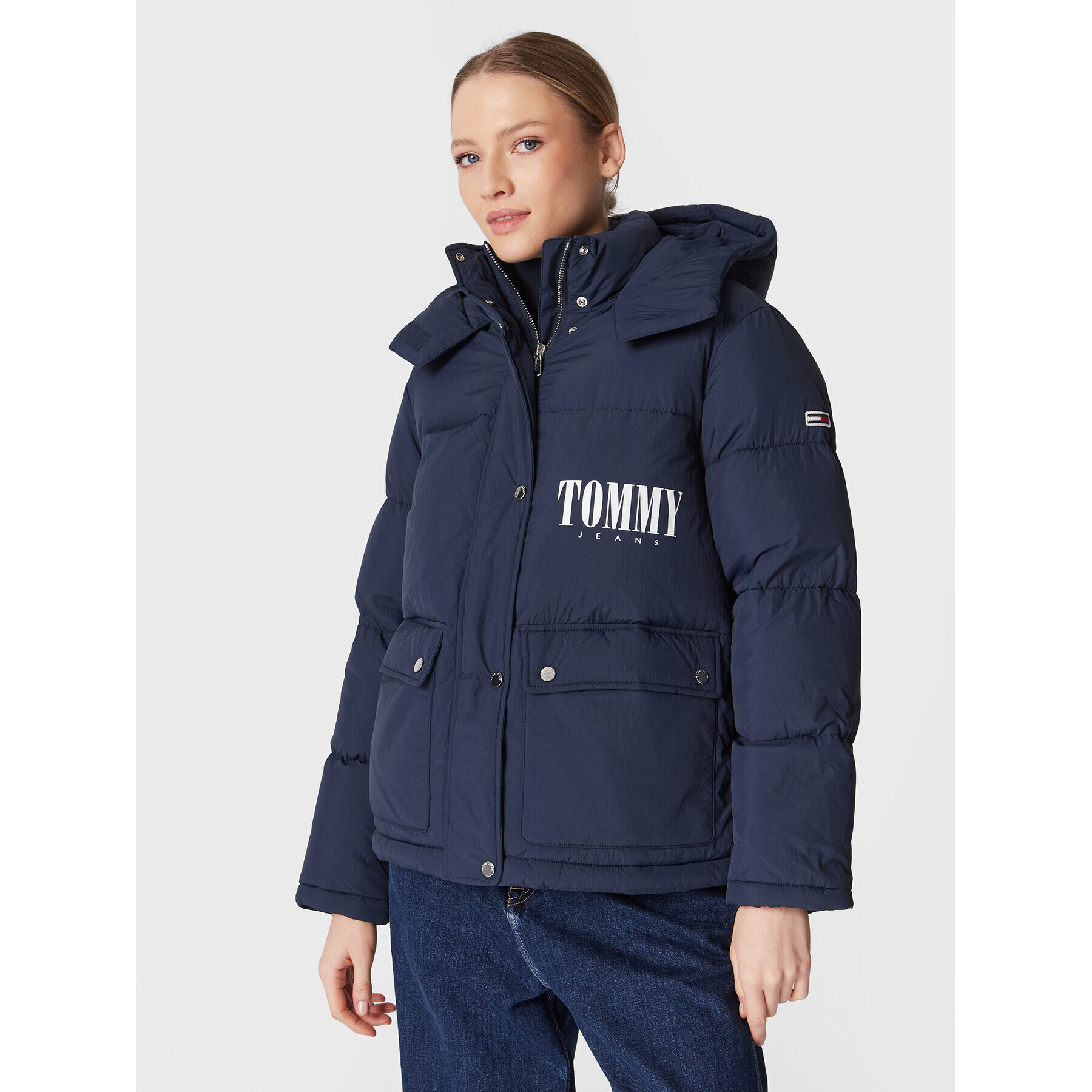 Tommy Jeans Pehelykabát A-Line Fashion DW0DW14307 Sötétkék Oversize - Pepit.hu