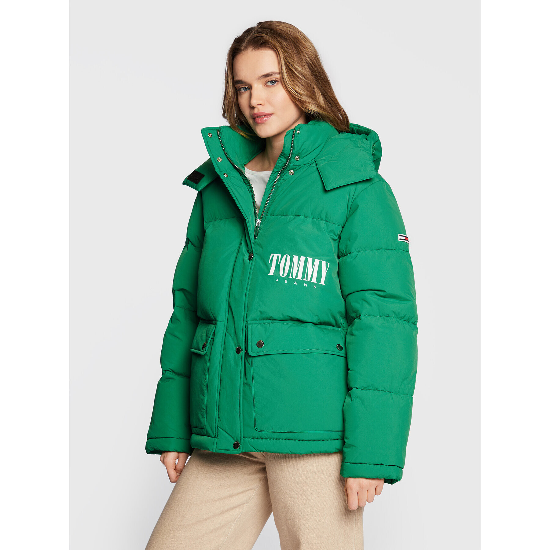 Tommy Jeans Pehelykabát A-Line Fashion DW0DW14307 Zöld Oversize - Pepit.hu