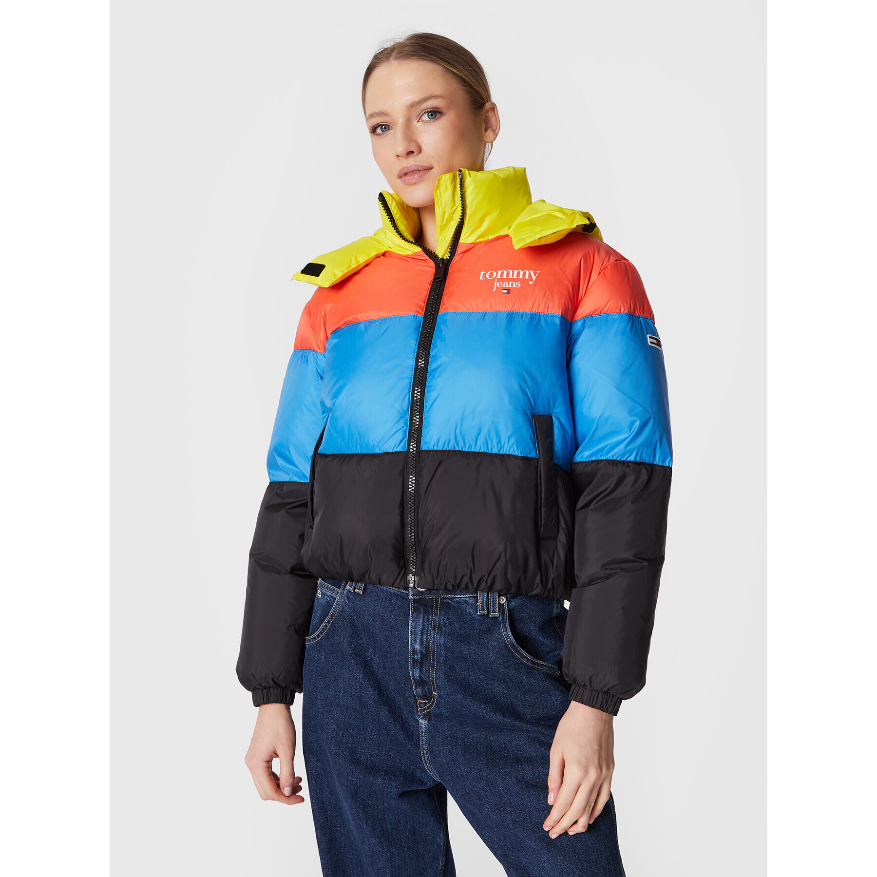 Tommy Jeans Pehelykabát Colorblock DW0DW14312 Színes Relaxed Fit - Pepit.hu