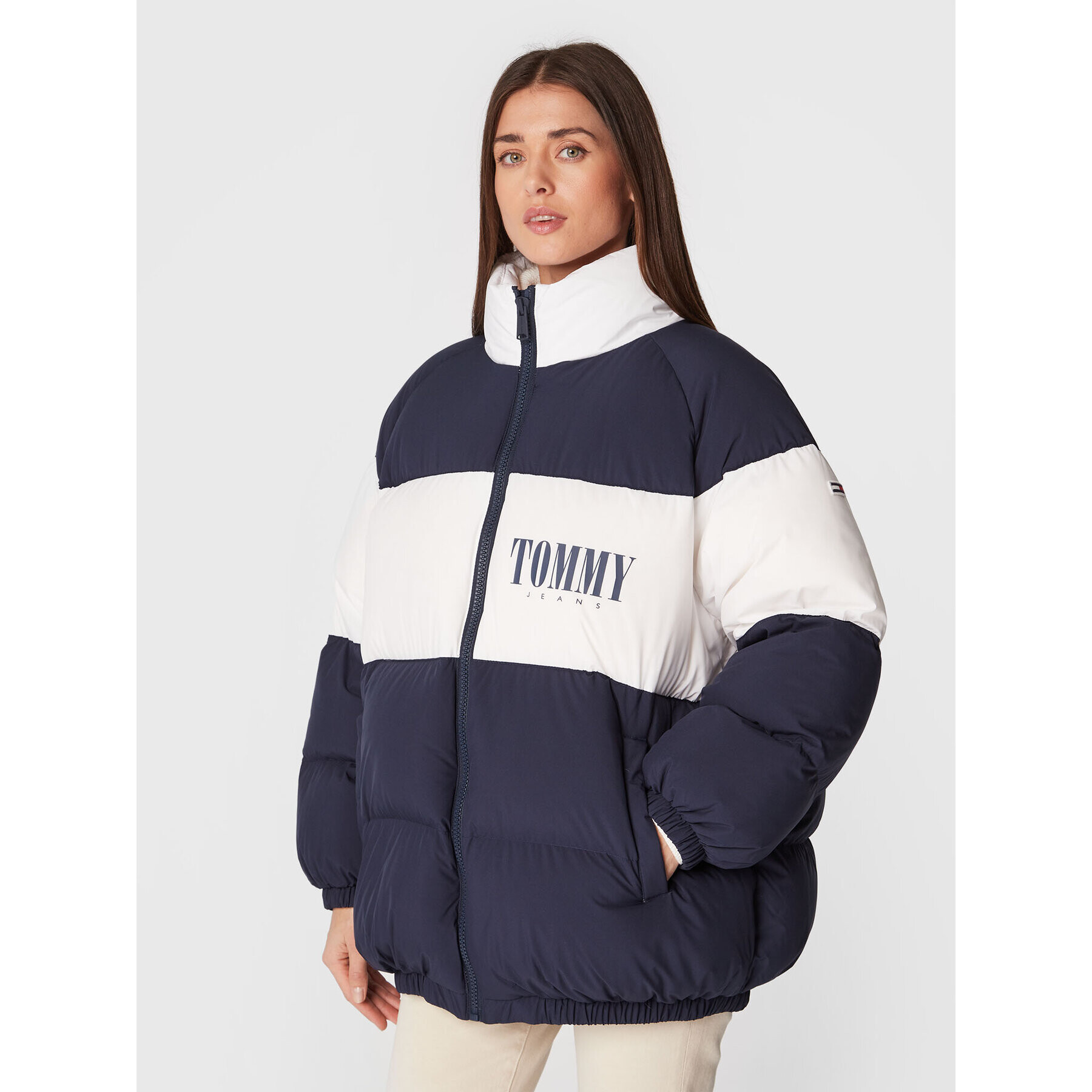 Tommy Jeans Pehelykabát Fashion DW0DW14306 Sötétkék Oversize - Pepit.hu