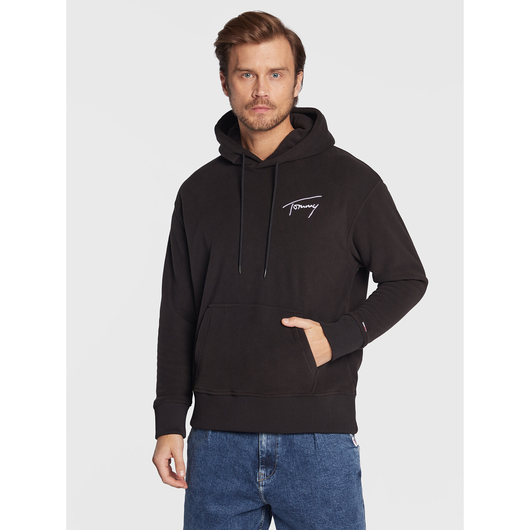 Tommy Jeans Polár kabát Signature DM0DM15030 Fekete Relaxed Fit - Pepit.hu