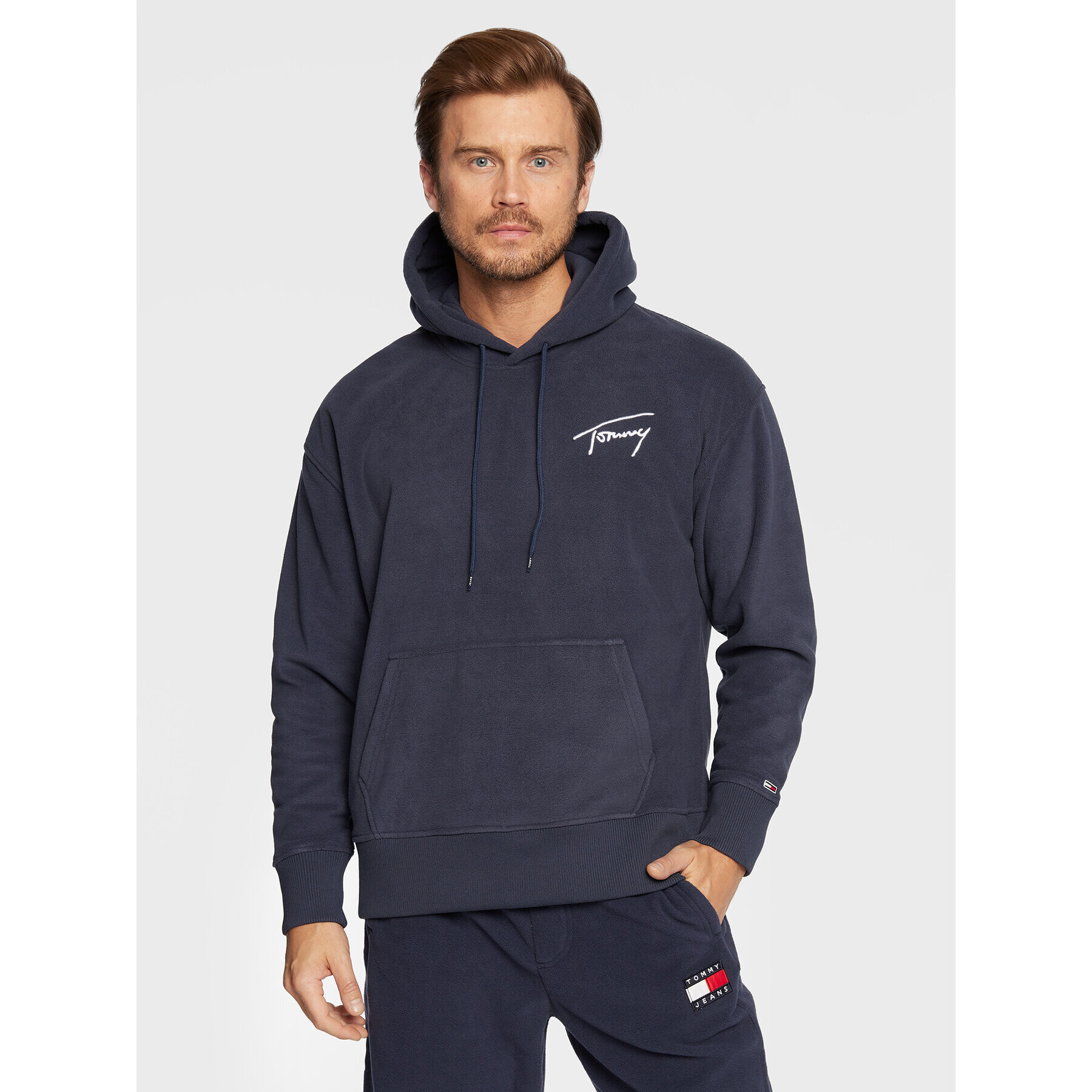 Tommy Jeans Polár kabát Signature DM0DM15030 Sötétkék Relaxed Fit - Pepit.hu