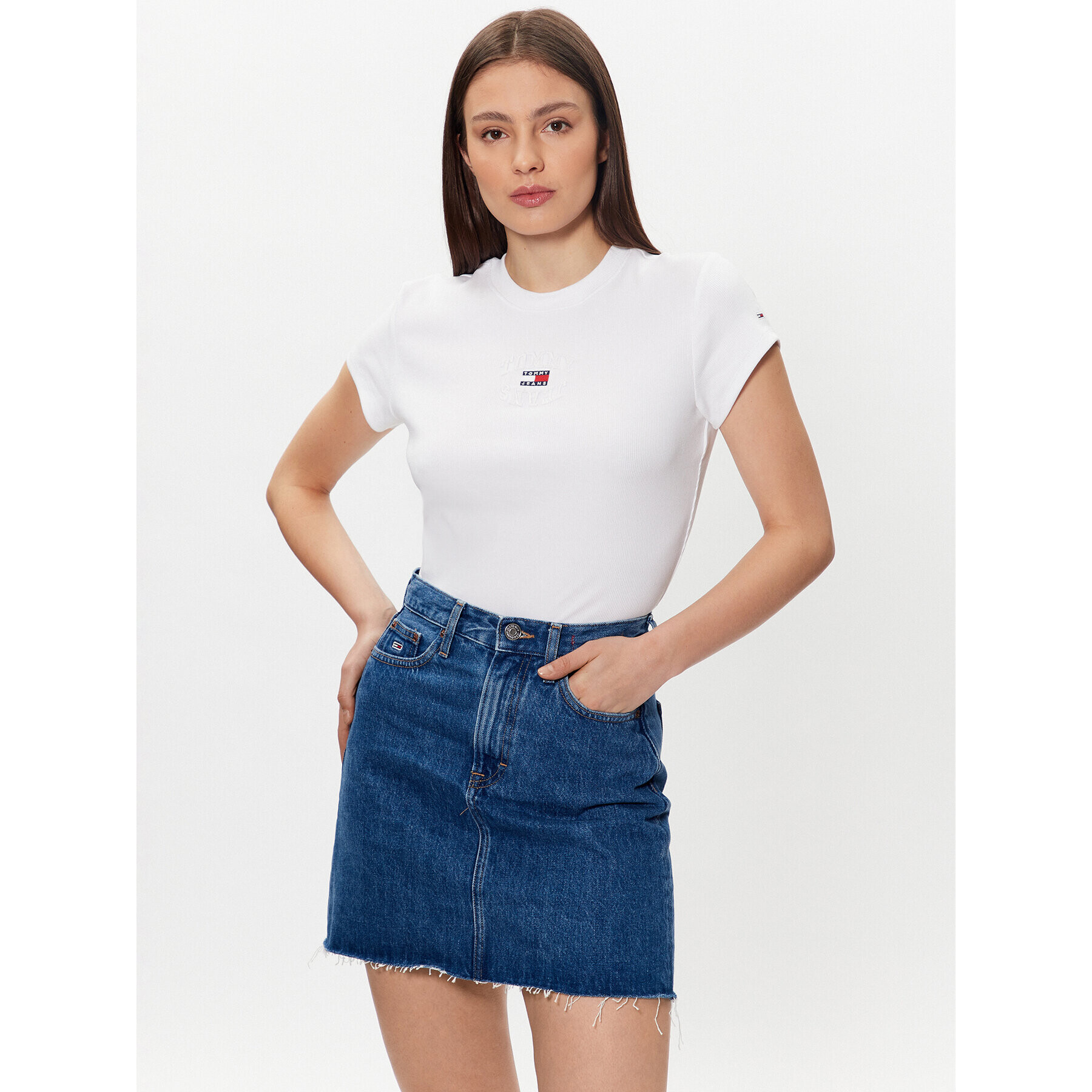 Tommy Jeans Póló Baby Mirror DW0DW16289 Fehér Regular Fit - Pepit.hu