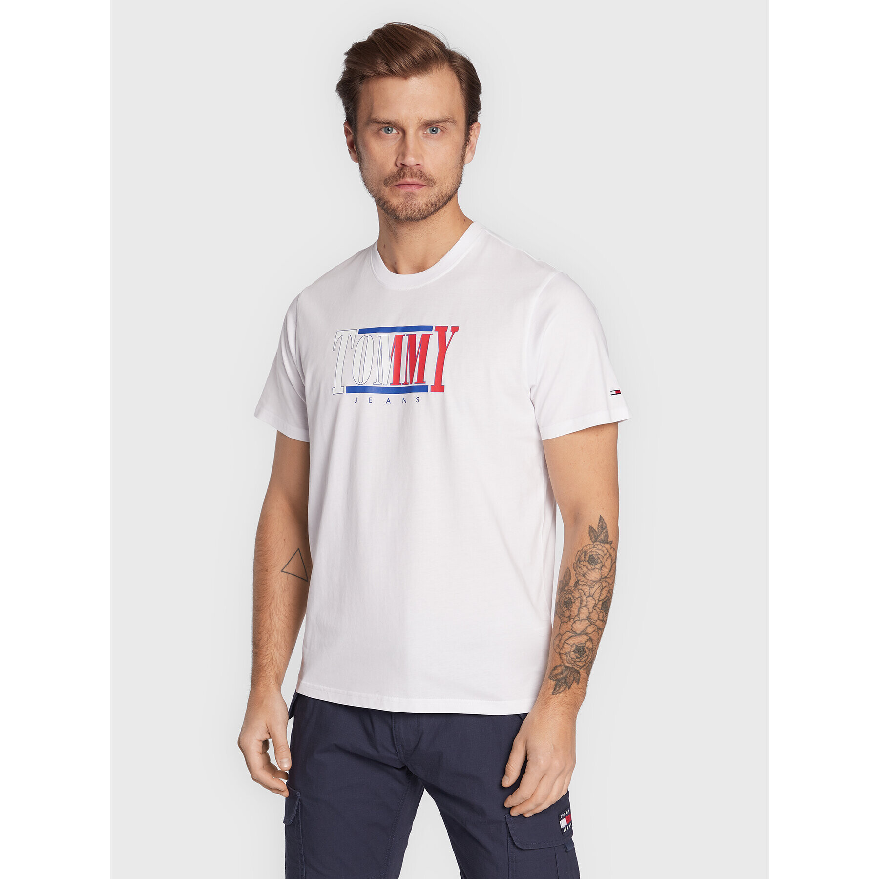 Tommy Jeans Póló Centered Logo DM0DM14982 Fehér Regular Fit - Pepit.hu