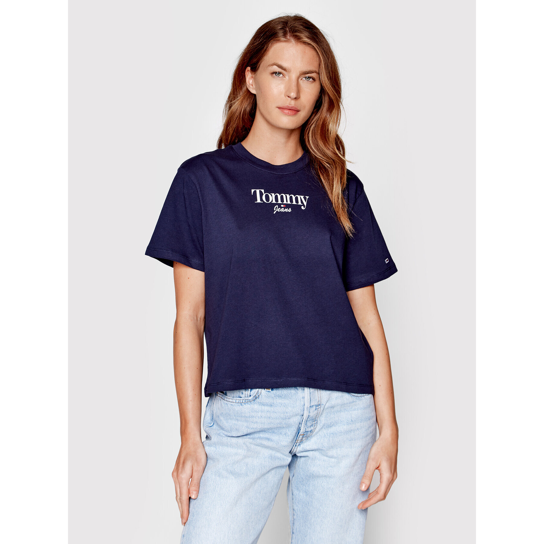 Tommy Jeans Póló Classic Essential Logo DW0DW13698 Sötétkék Regular Fit - Pepit.hu