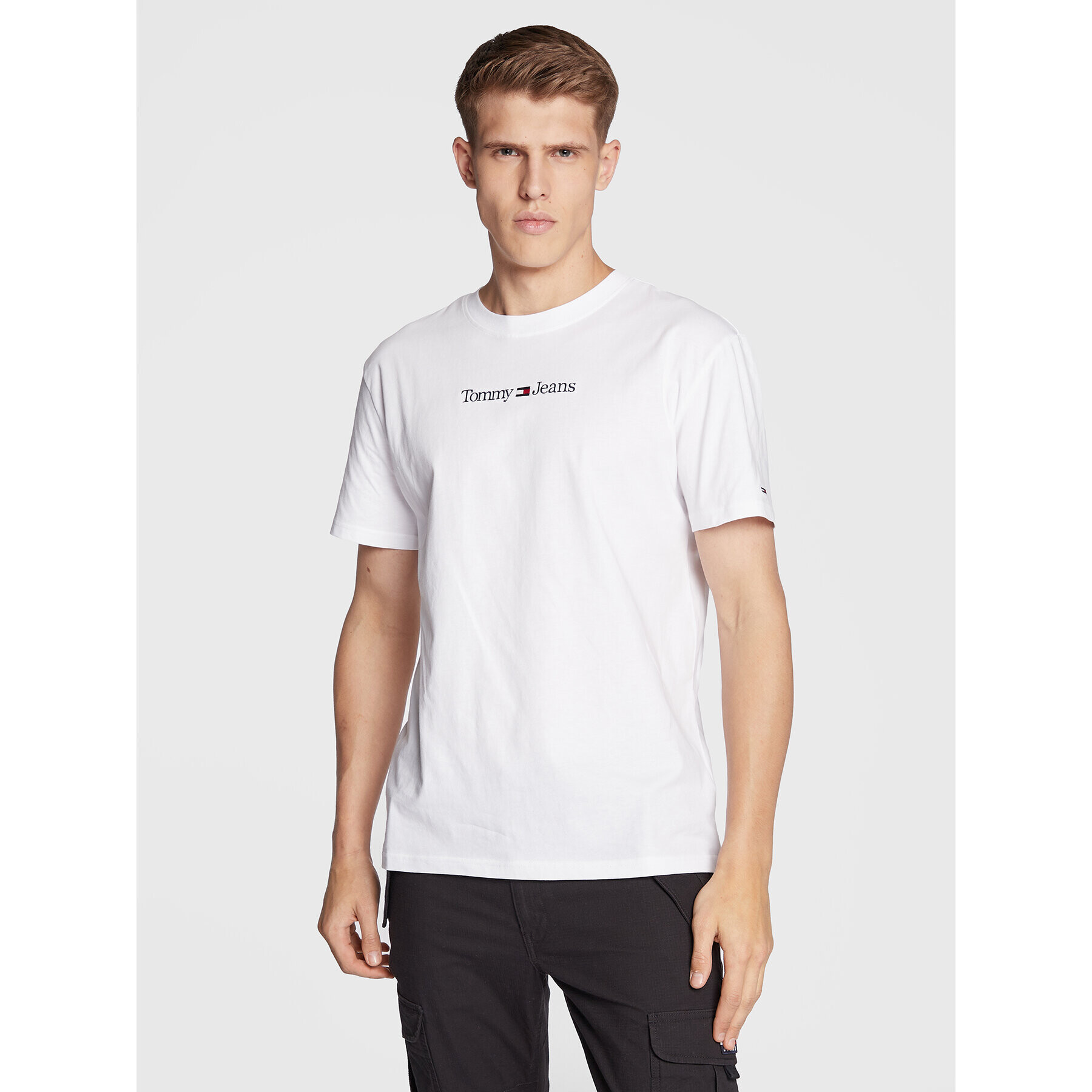 Tommy Jeans Póló Classic Linear Logo DM0DM14984 Fehér Regular Fit - Pepit.hu