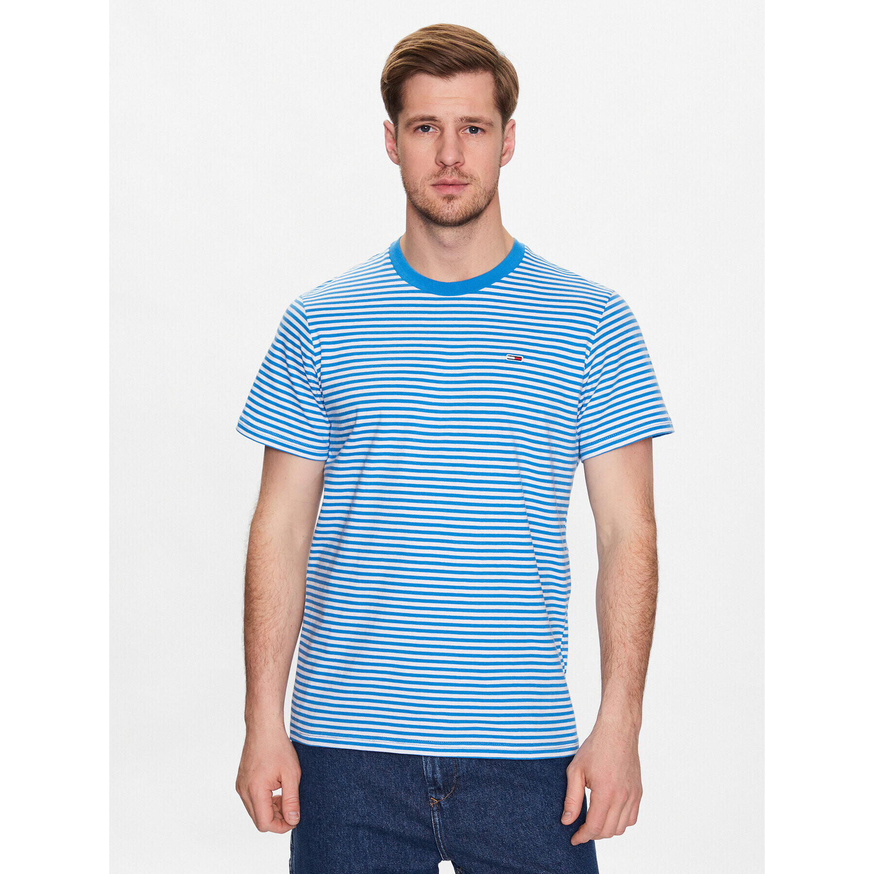 Tommy Jeans Póló Classics Stripe DM0DM05515 Kék Regular Fit - Pepit.hu