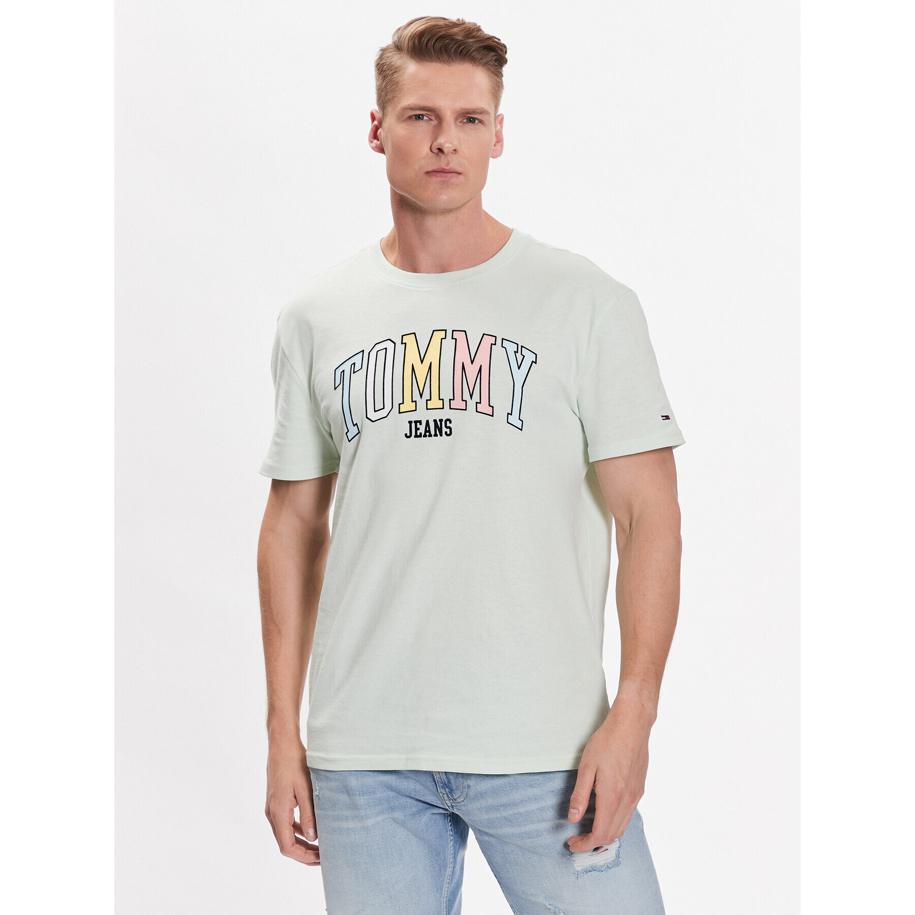 Tommy Jeans Póló College Pop DM0DM16401 Zöld Regular Fit - Pepit.hu