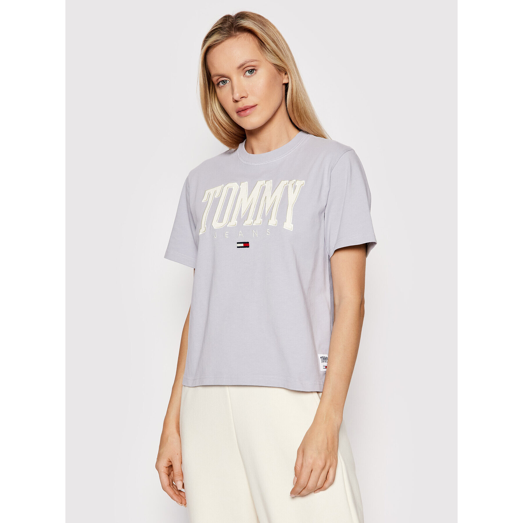 Tommy Jeans Póló Collegiate DW0DW12111 Lila Boyfriend Fit - Pepit.hu