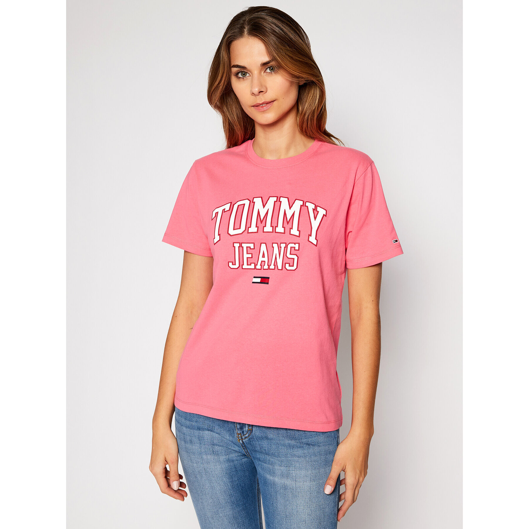 Tommy Jeans Póló Collegiate Logo DW0DW09075 Rózsaszín Boyfriend Fit - Pepit.hu