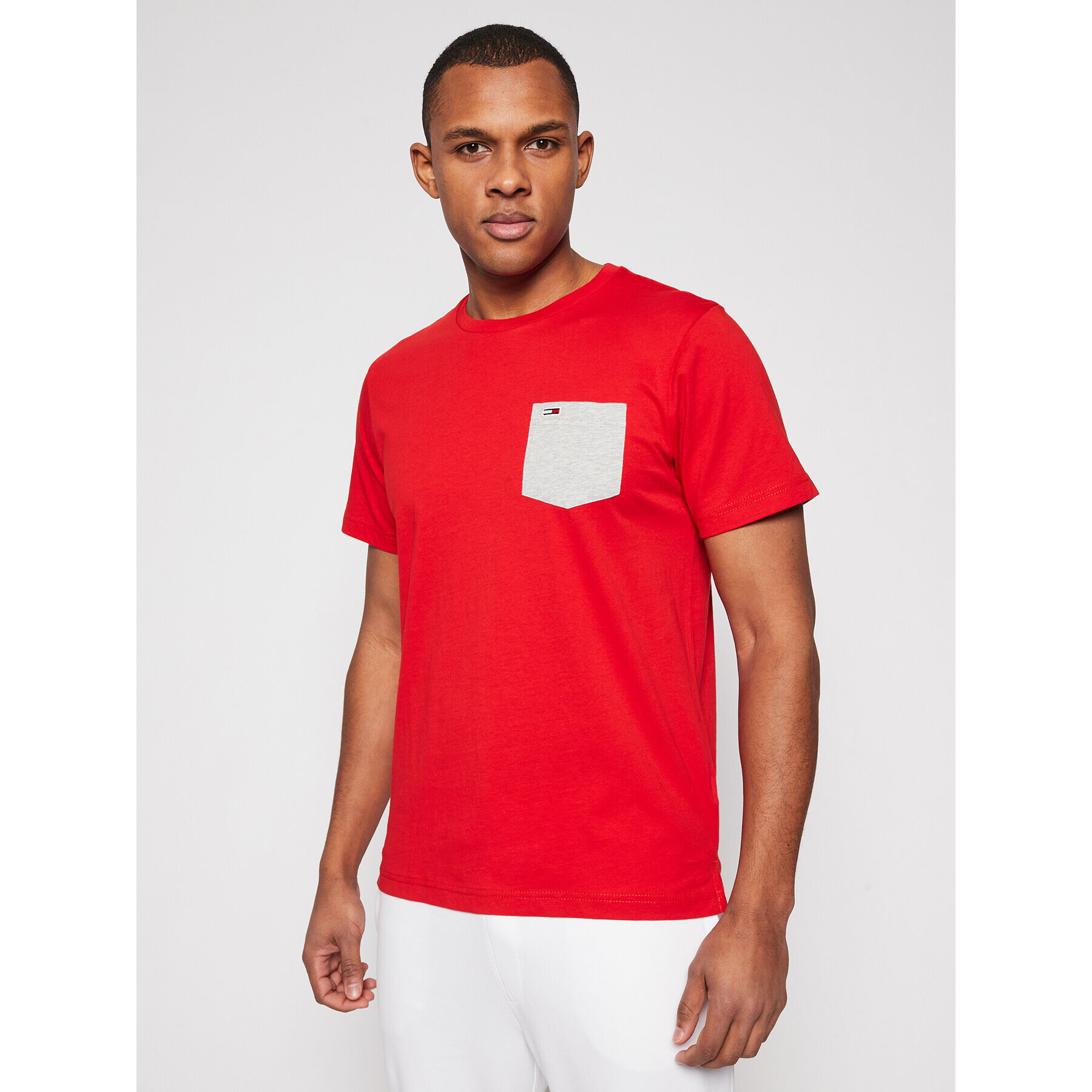 Tommy Jeans Póló Contrast Pocket DM0DM10283 Piros Regular Fit - Pepit.hu