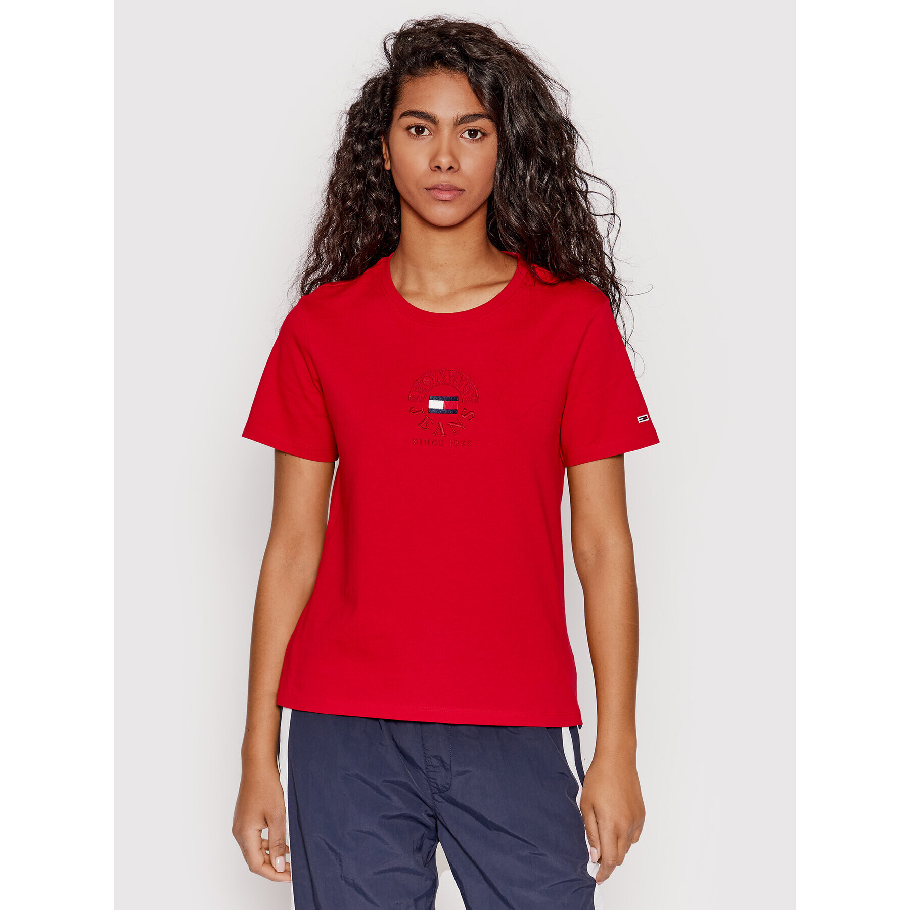 Tommy Jeans Póló DW0DW12951 Piros Slim Fit - Pepit.hu