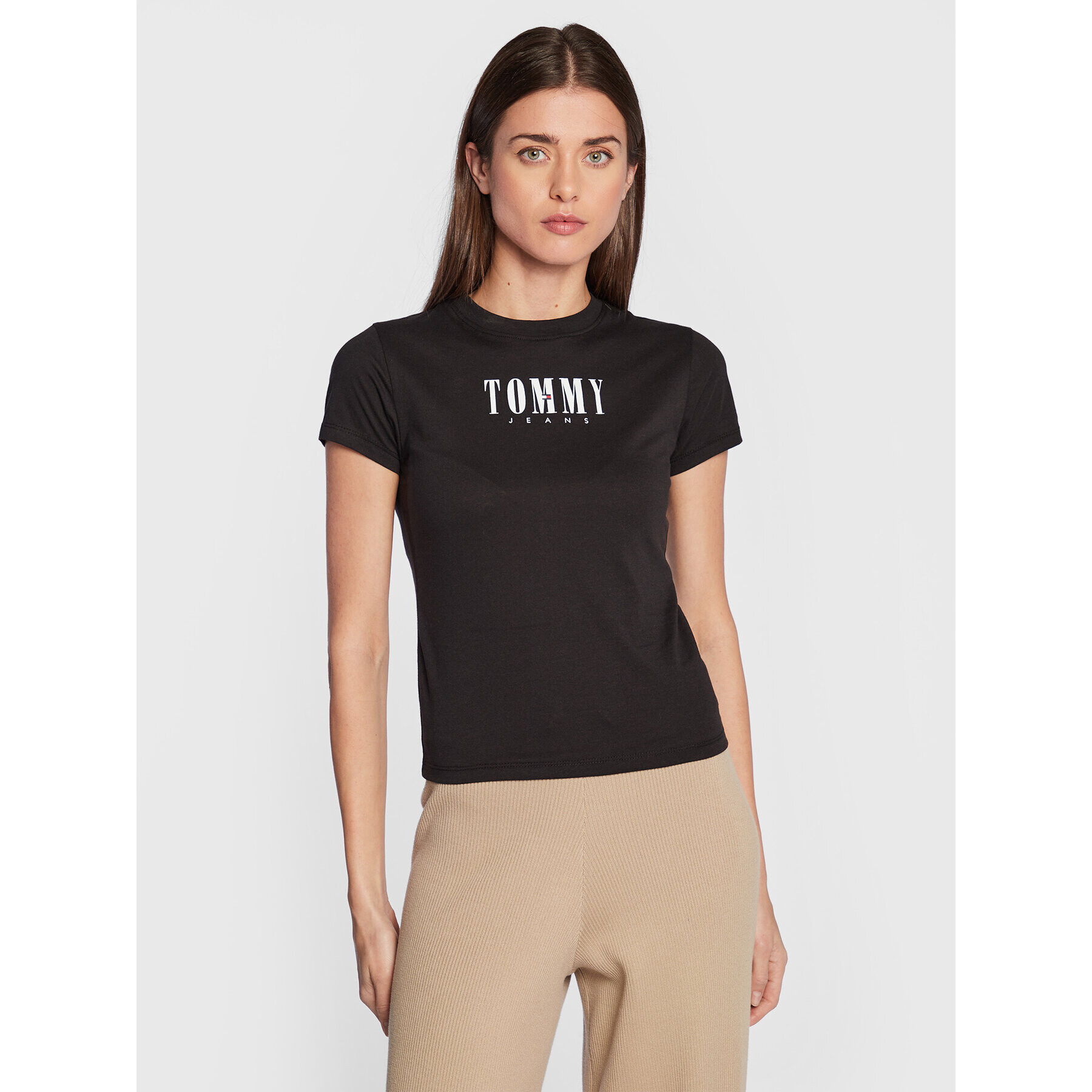 Tommy Jeans Póló DW0DW14378 Fekete Slim Fit - Pepit.hu