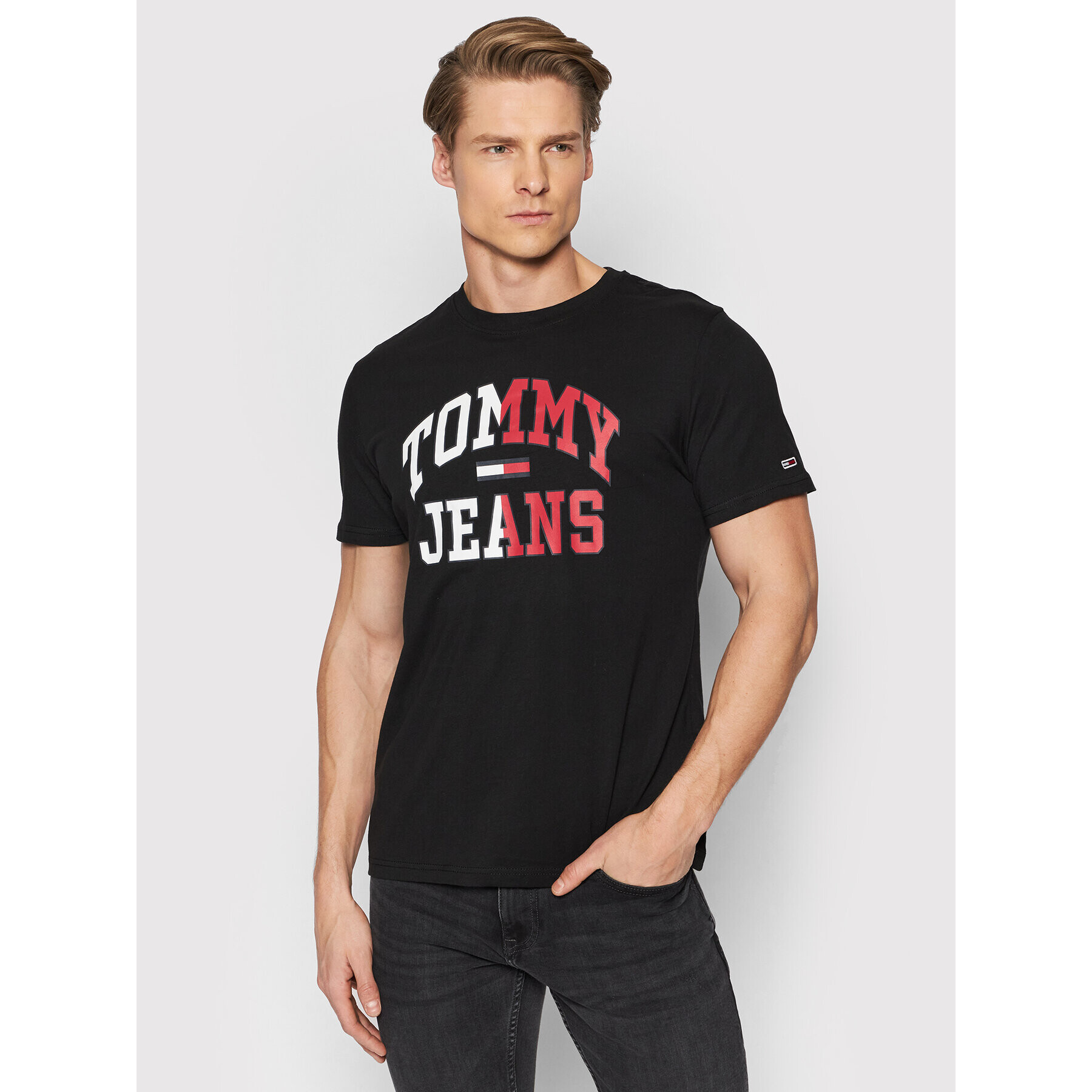 Tommy Jeans Póló Entry Collegiate DM0DM12421 Fekete Regular Fit - Pepit.hu