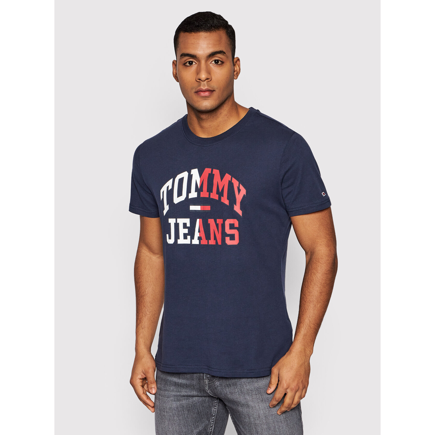 Tommy Jeans Póló Entry Collegiate DM0DM12421 Sötétkék Regular Fit - Pepit.hu