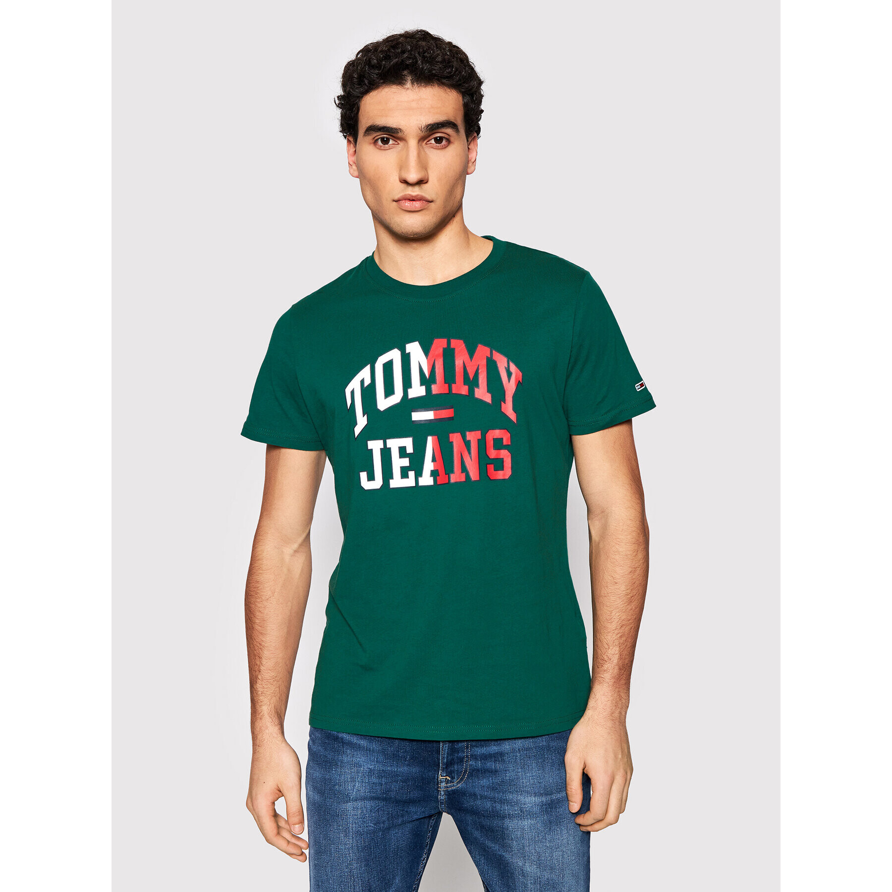 Tommy Jeans Póló Entry Collegiate DM0DM12421 Zöld Regular Fit - Pepit.hu