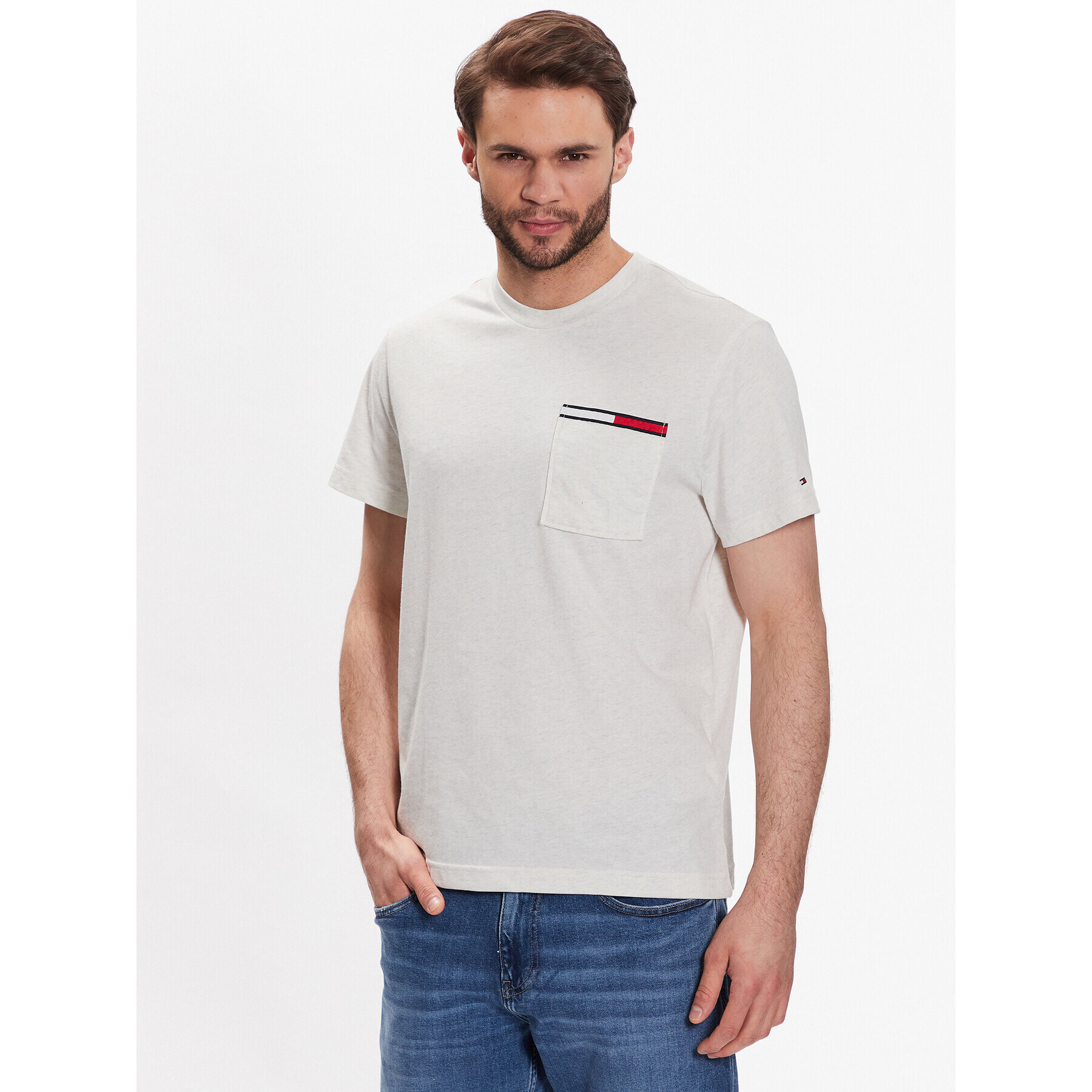 Tommy Jeans Póló Essential DM0DM13063 Ekru Regular Fit - Pepit.hu