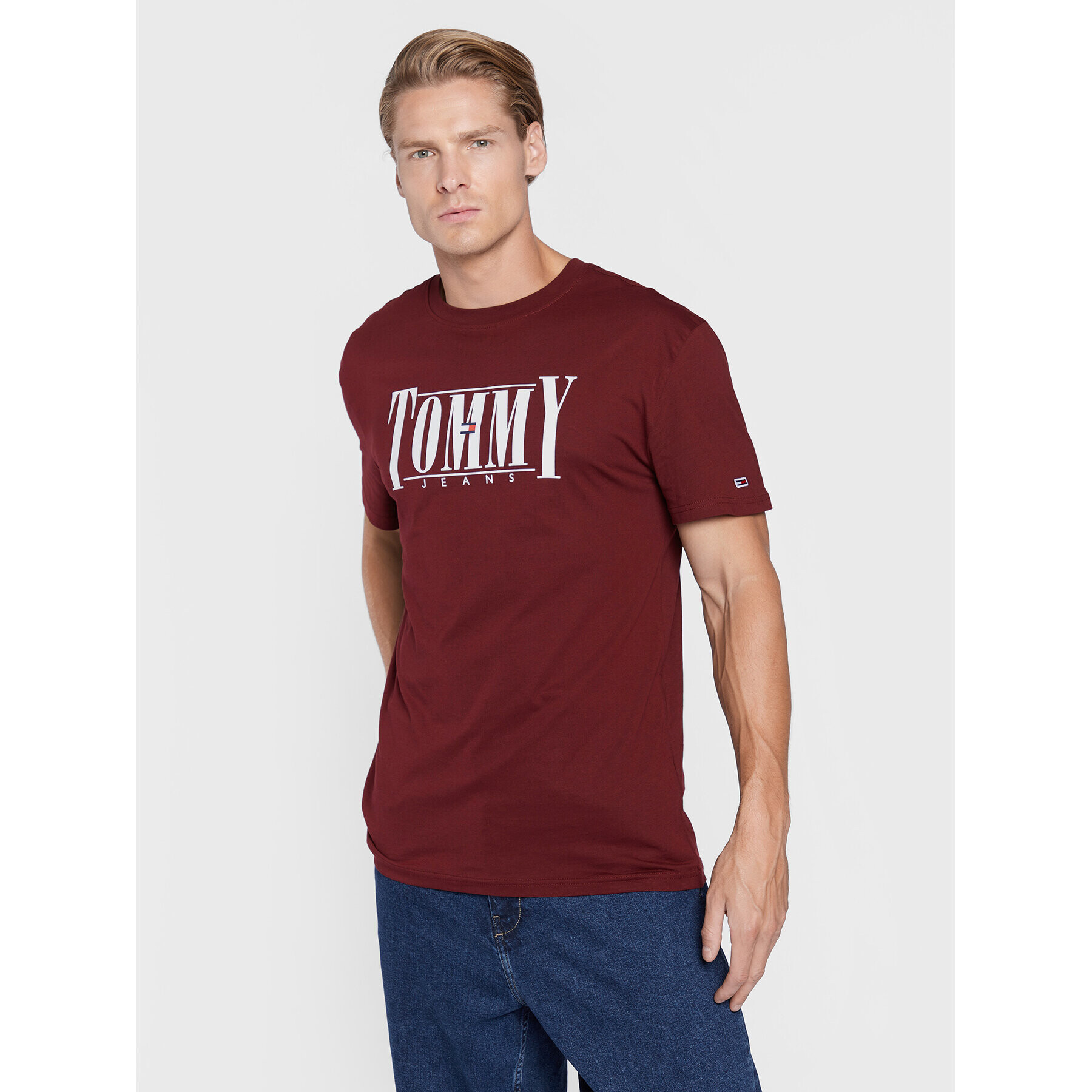 Tommy Jeans Póló Essential DM0DM14993 Bordó Regular Fit - Pepit.hu