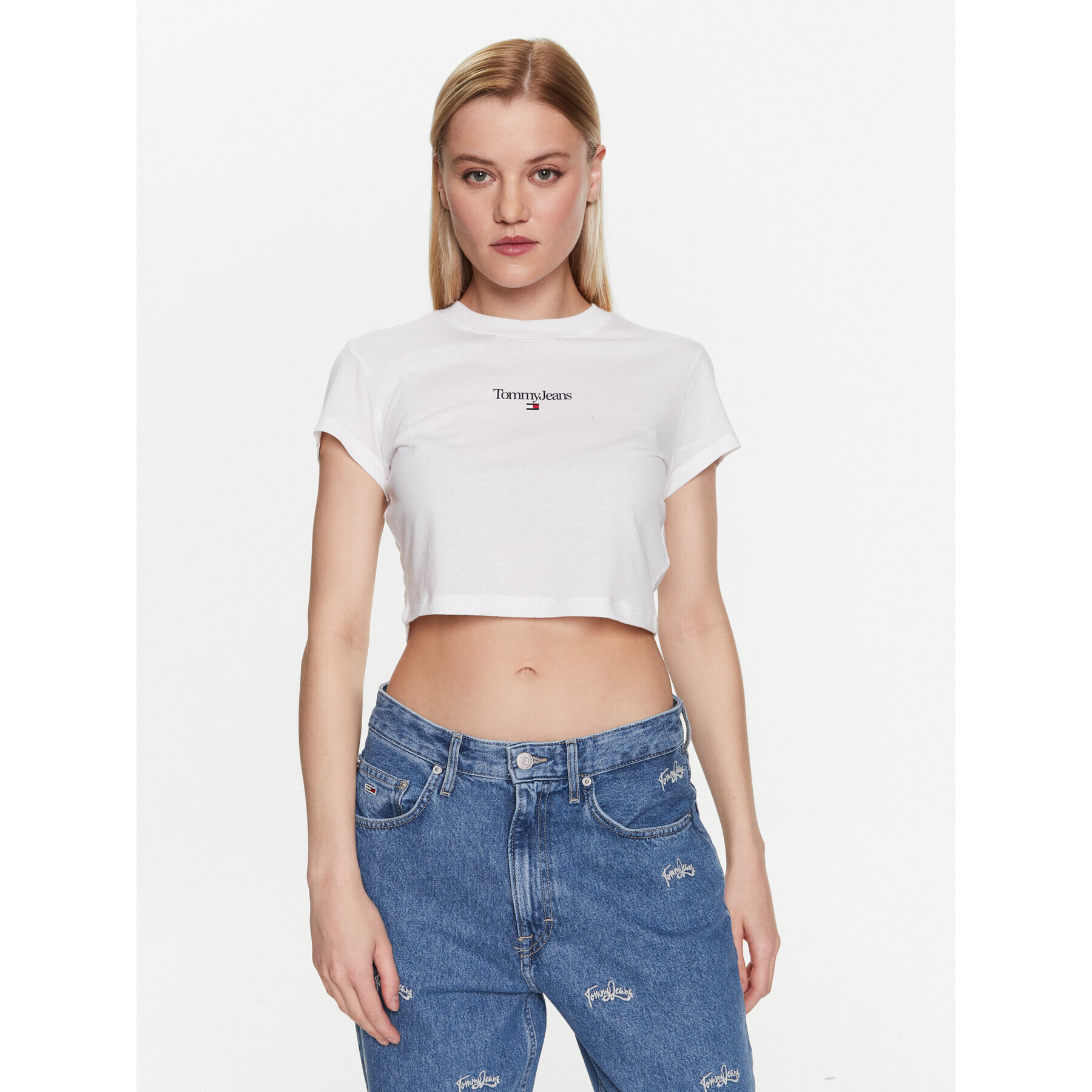 Tommy Jeans Póló Essential Logo DW0DW15444 Fehér Regular Fit - Pepit.hu