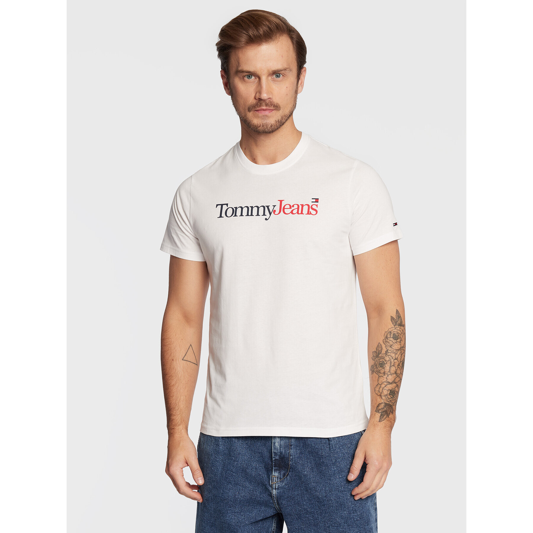 Tommy Jeans Póló Essential Multi Logo DM0DM14980 Fehér Regular Fit - Pepit.hu