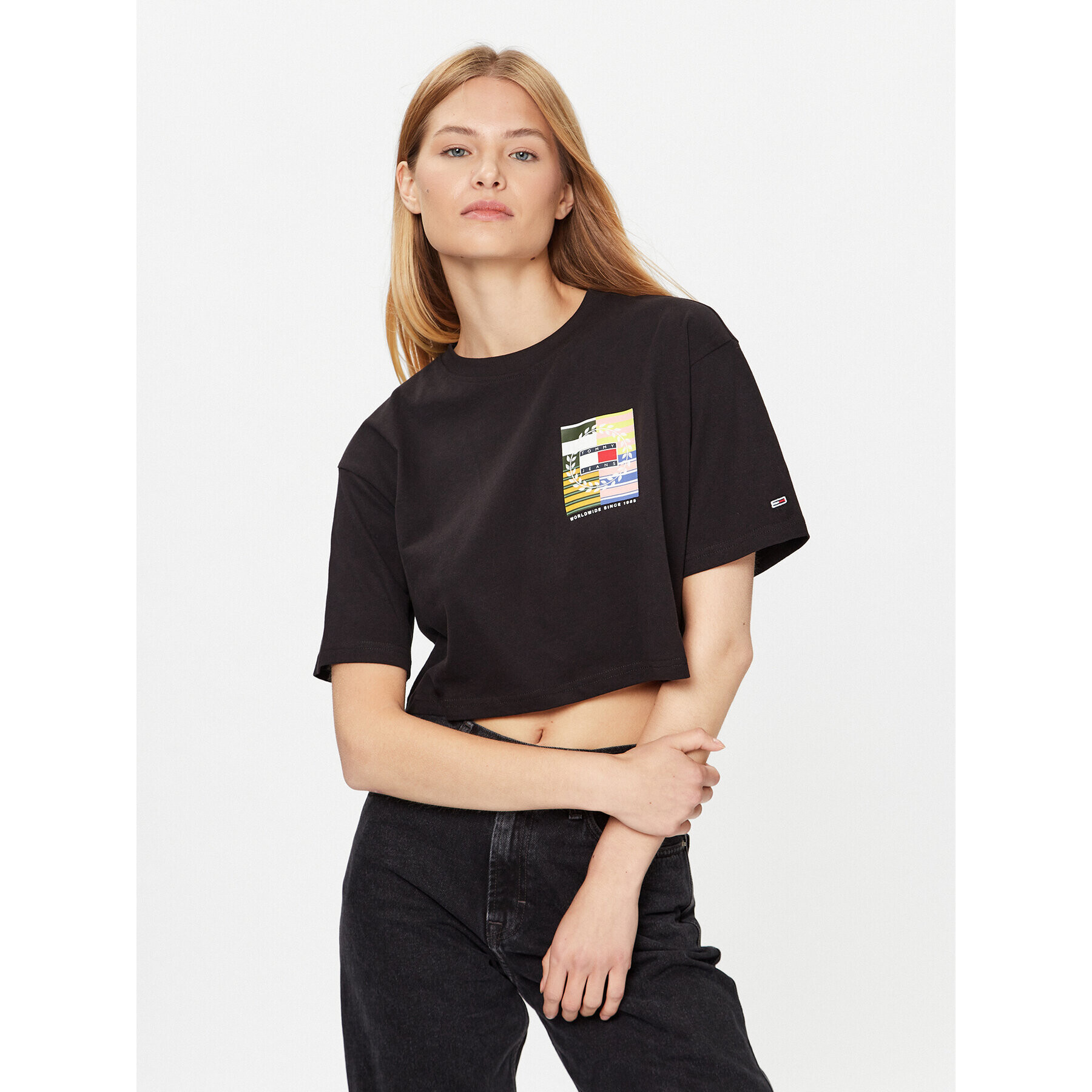 Tommy Jeans Póló Luxe DW0DW16157 Fekete Oversize - Pepit.hu