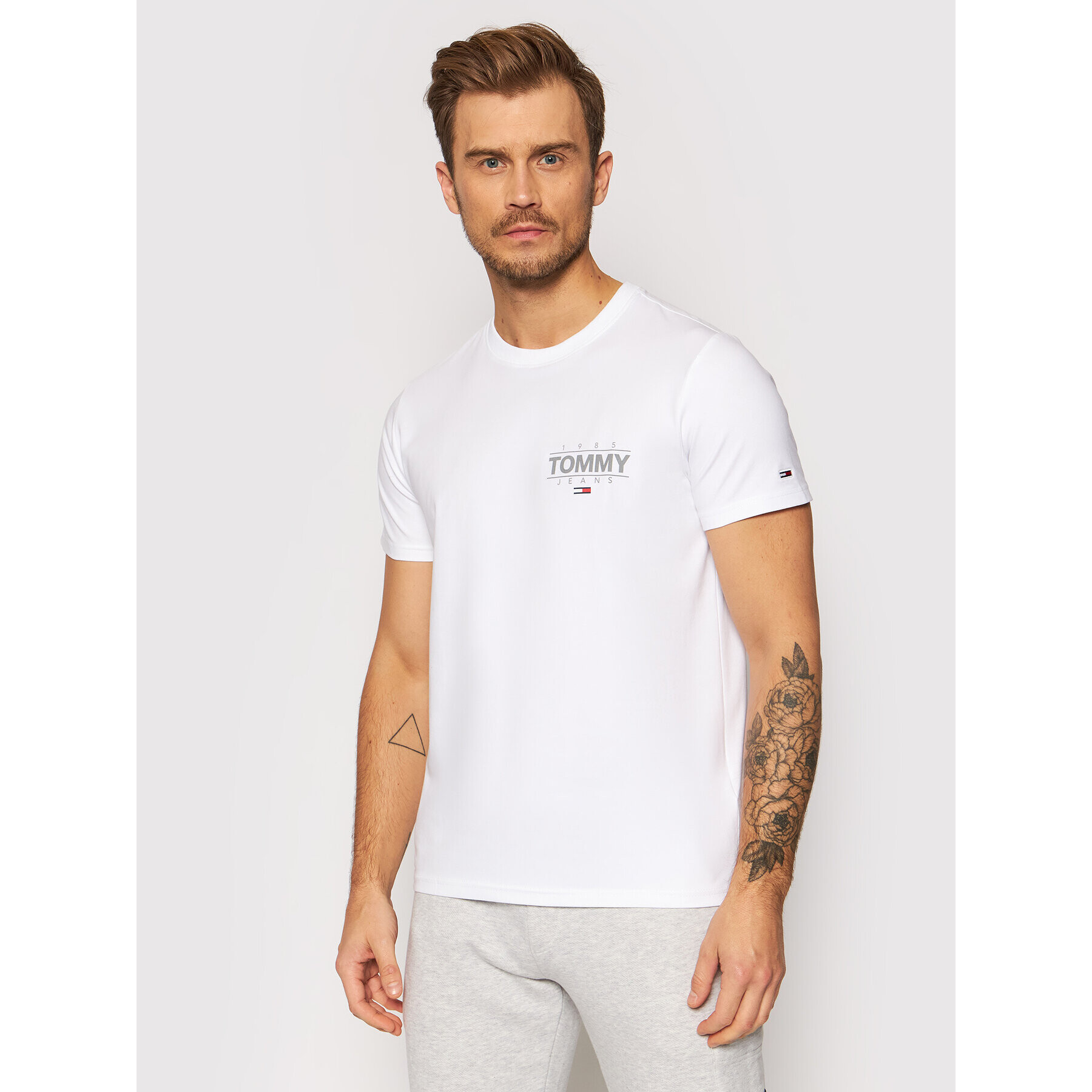 Tommy Jeans Póló Stretch Metallic DM0DM11609 Fehér Slim Fit - Pepit.hu