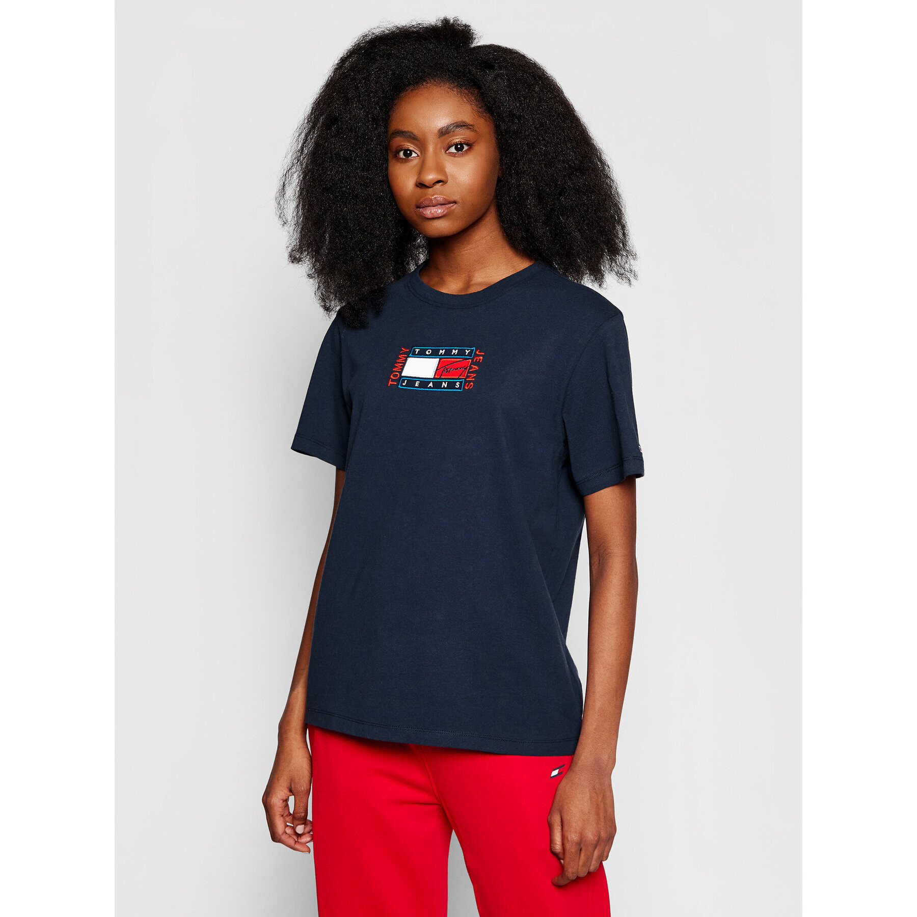 Tommy Jeans Póló Timeless Flag DW0DW09924 Sötétkék Relaxed Fit - Pepit.hu