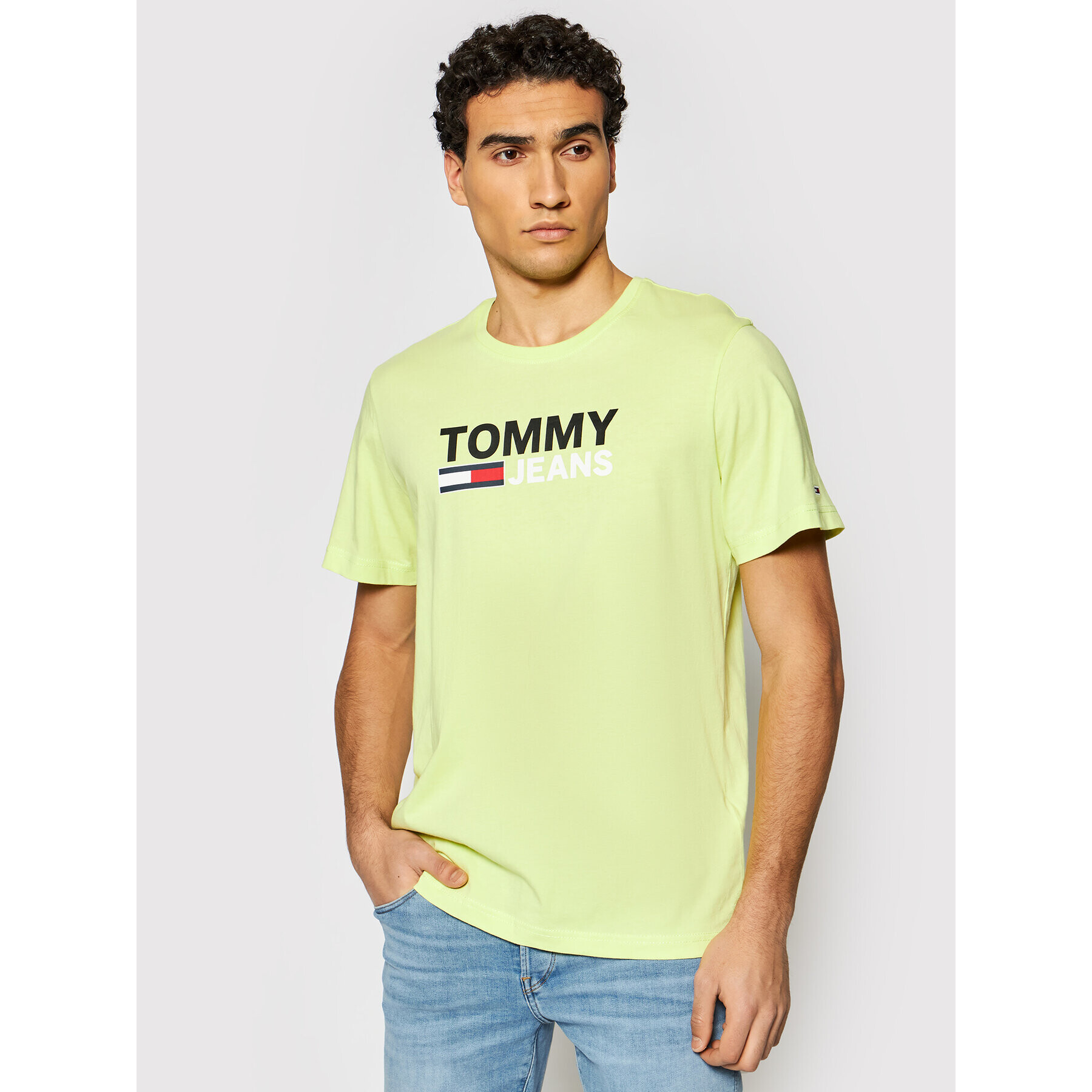 Tommy Jeans Póló Tjm Corp Logo Tee DM0DM10214 Zöld Regular Fit - Pepit.hu