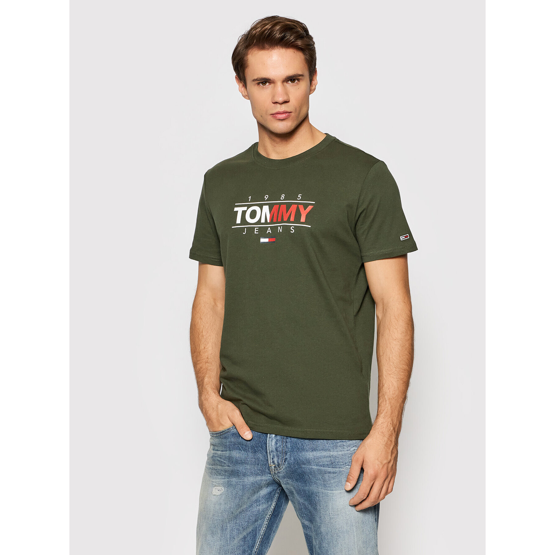 Tommy Jeans Póló Tjm Essential Graphic DM0DM11600 Zöld Regular Fit - Pepit.hu