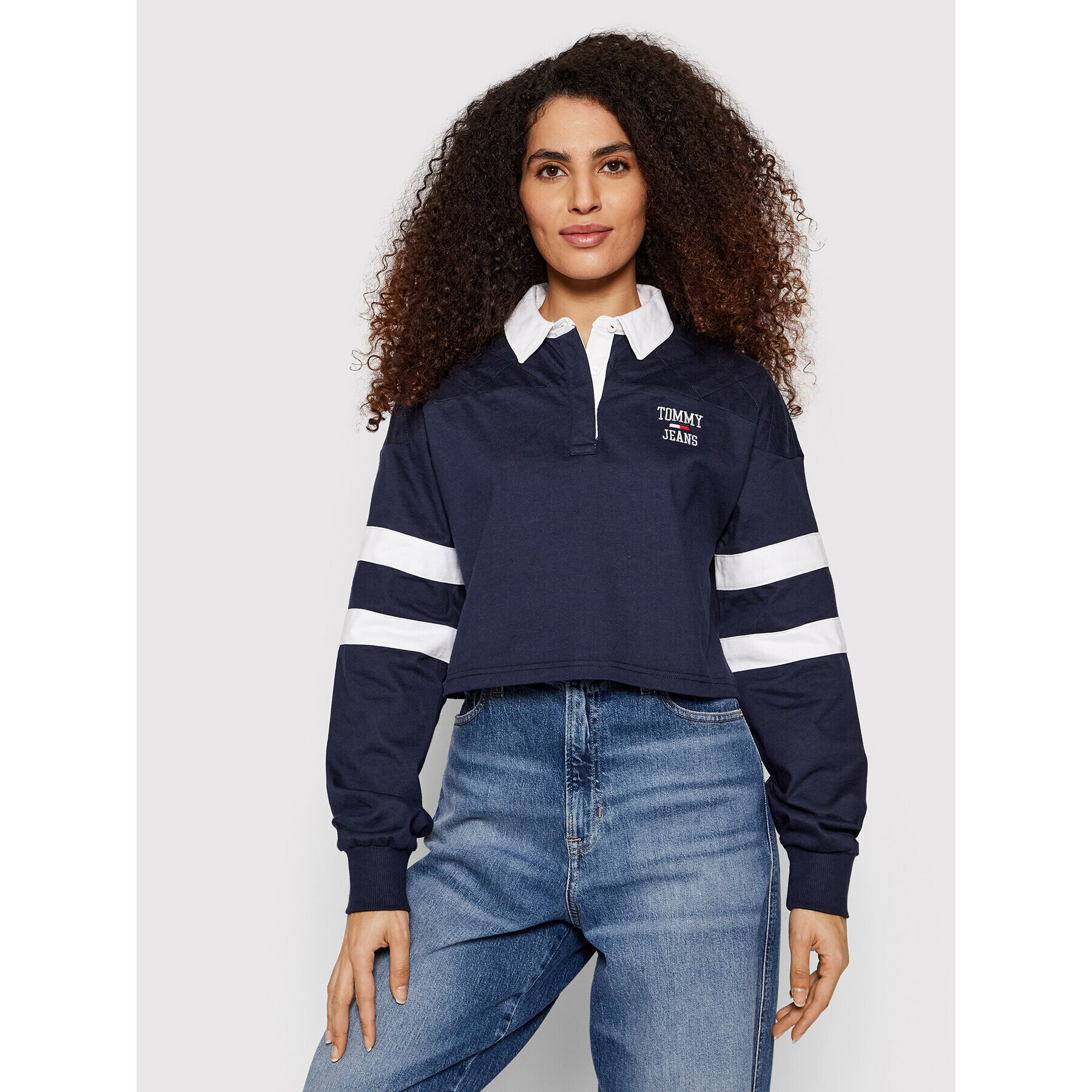 Tommy Jeans Pólóing College Logo DW0DW11634 Sötétkék Cropped Fit - Pepit.hu