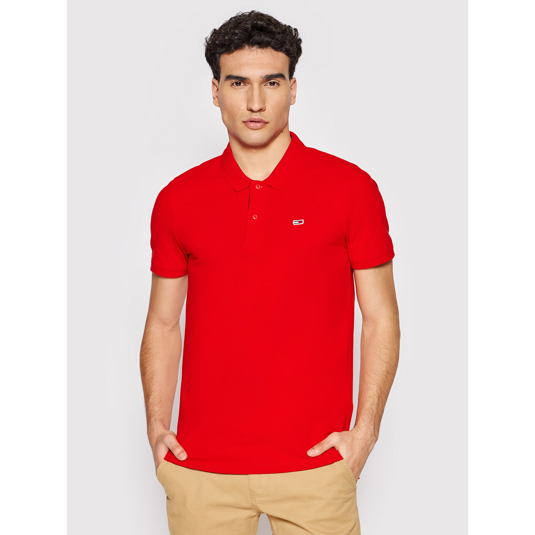 Tommy Jeans Pólóing Essential DM0DM12219 Piros Slim Fit - Pepit.hu