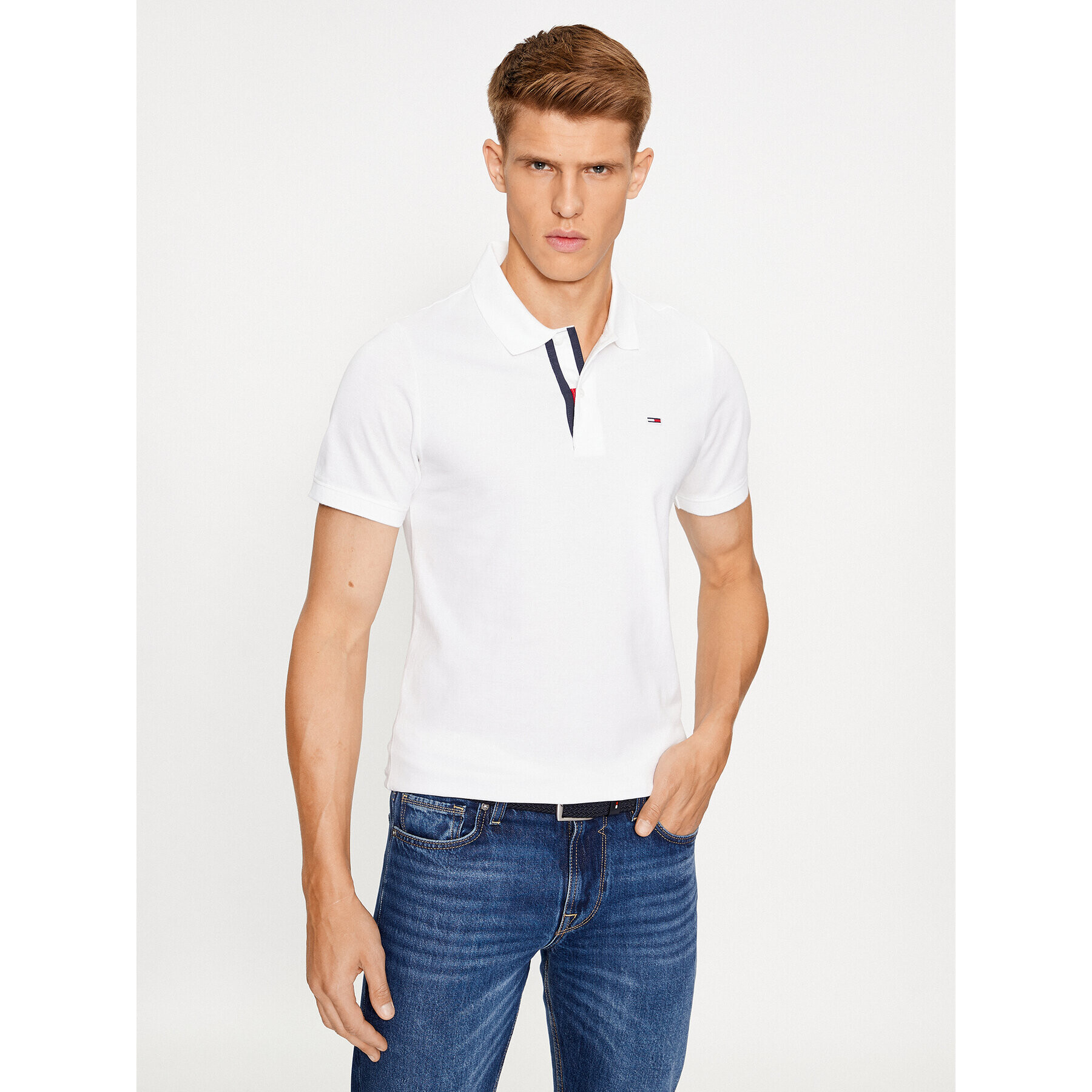 Tommy Jeans Pólóing Placket DM0DM15370 Fehér Slim Fit - Pepit.hu