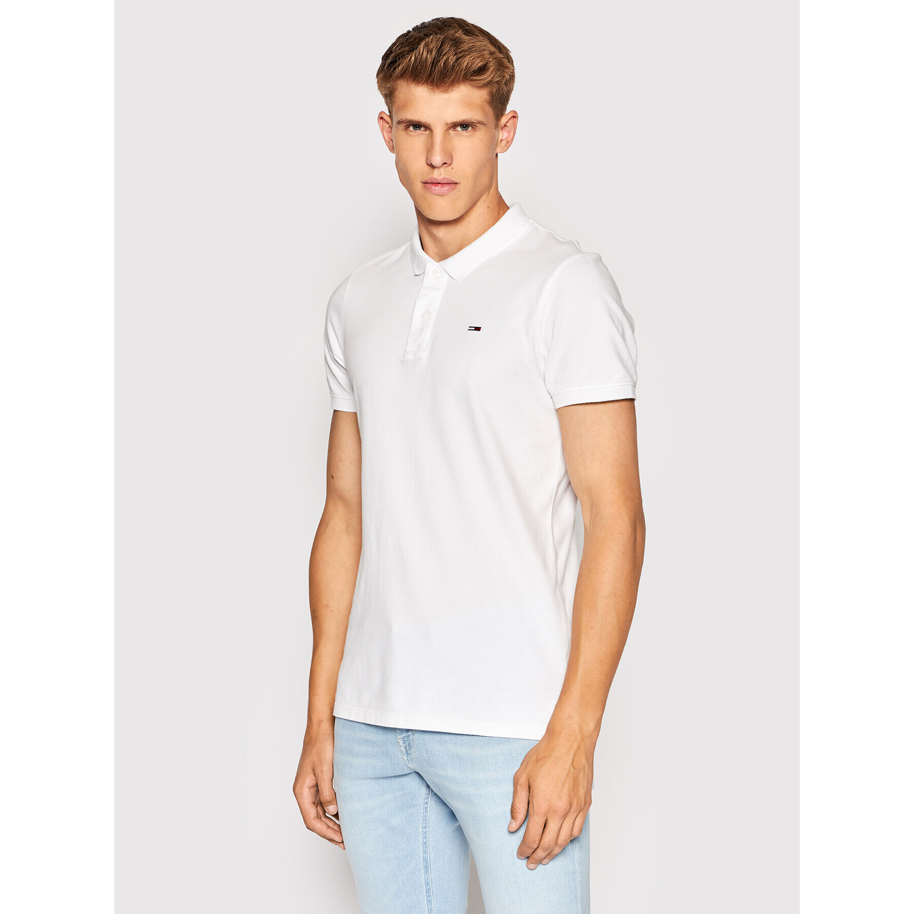 Tommy Jeans Pólóing Solid Stretch DM0DM12219 Fehér Regular Fit - Pepit.hu