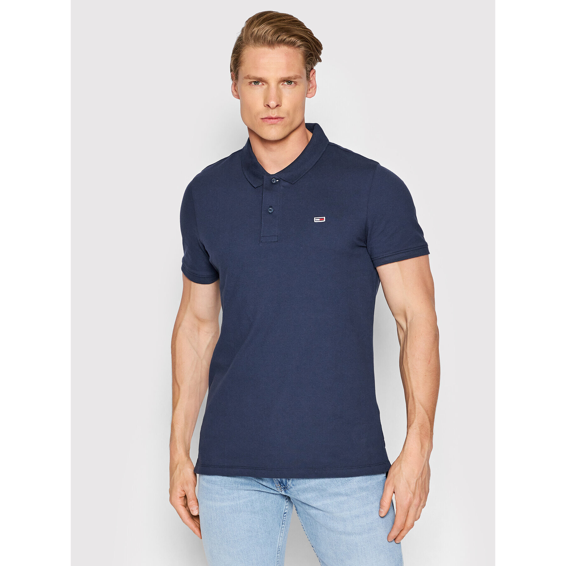 Tommy Jeans Pólóing Solid Stretch DM0DM12219 Sötétkék Slim Fit - Pepit.hu