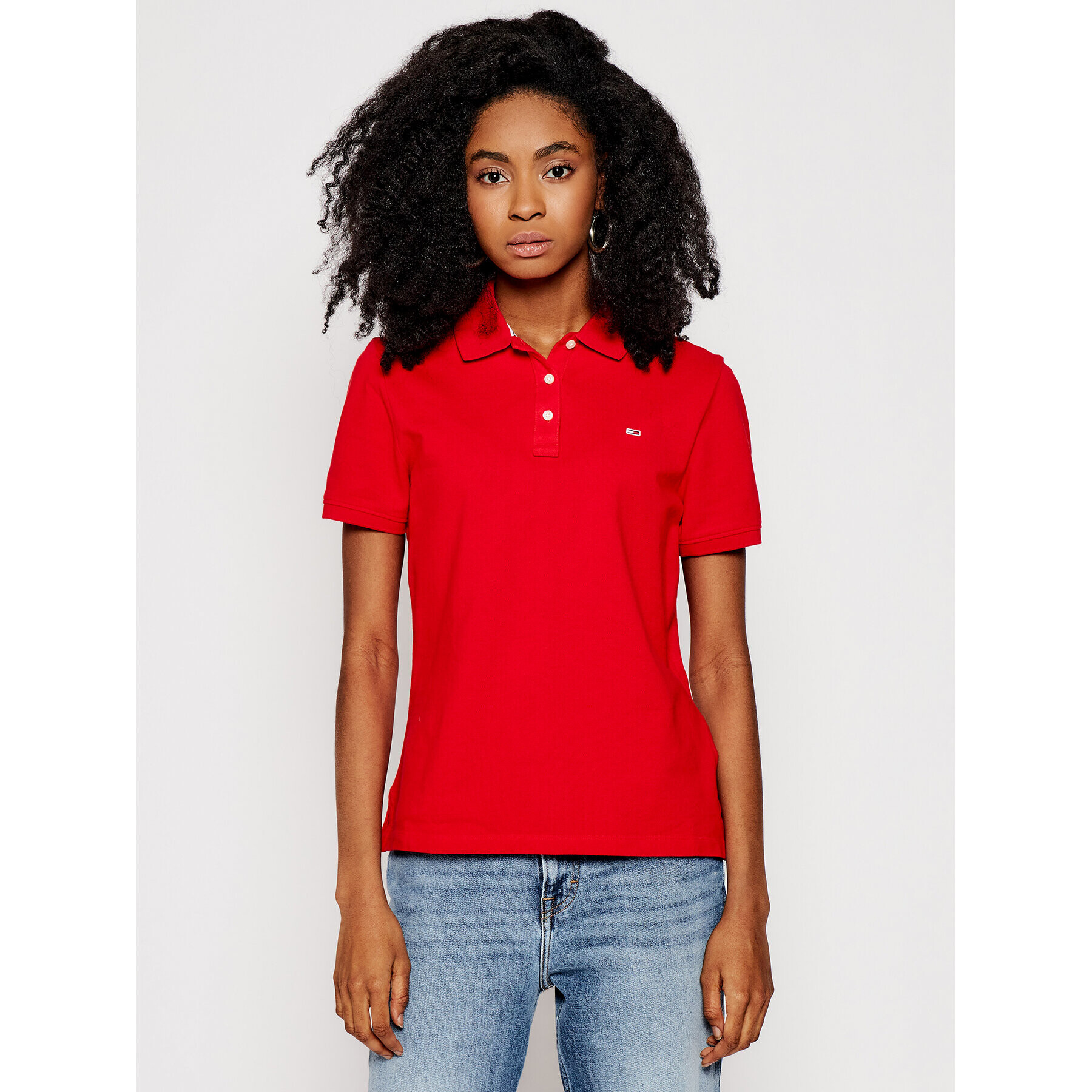 Tommy Jeans Pólóing Tjw DW0DW09199 Piros Slim Fit - Pepit.hu