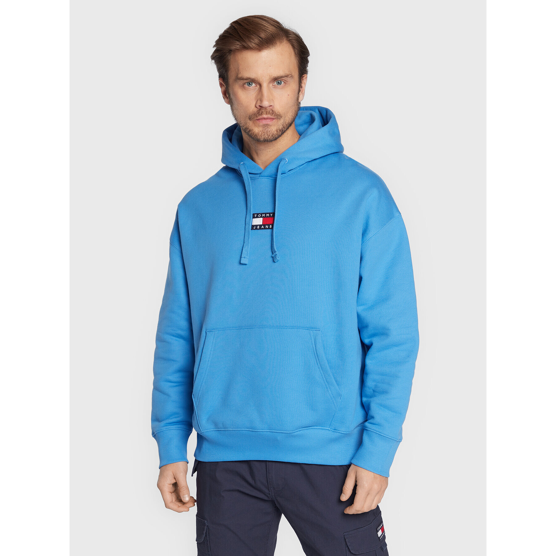 Tommy Jeans Pulóver Badge DM0DM10904 Kék Relaxed Fit - Pepit.hu