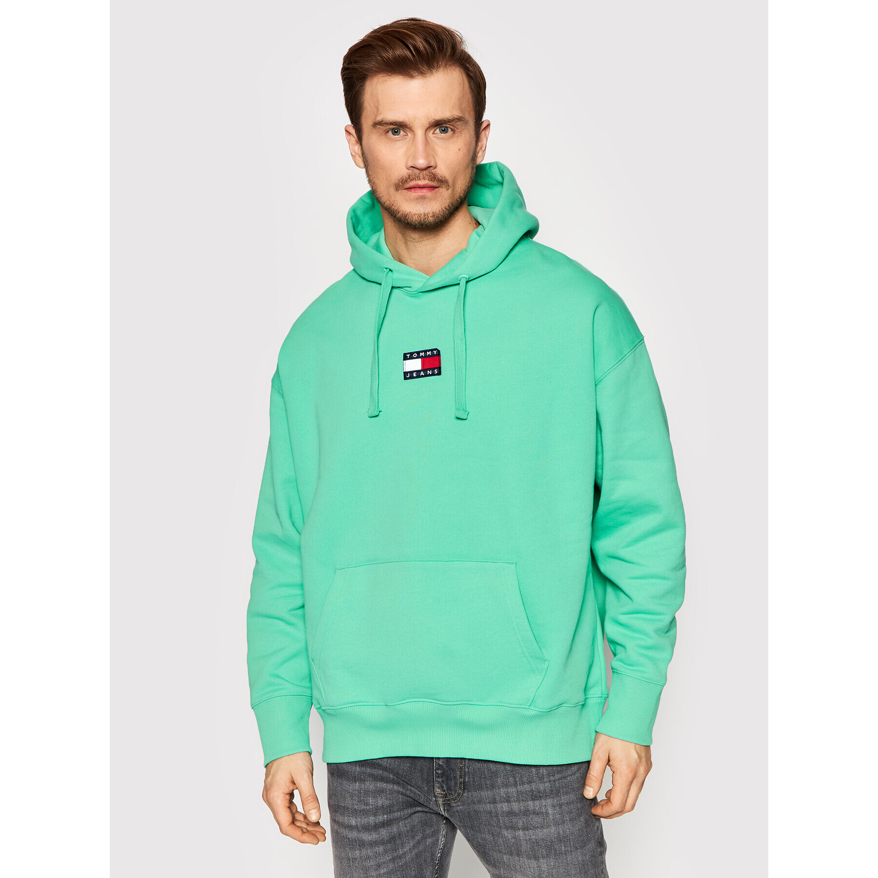 Tommy Jeans Pulóver Badge DM0DM10904 Zöld Regular Fit - Pepit.hu